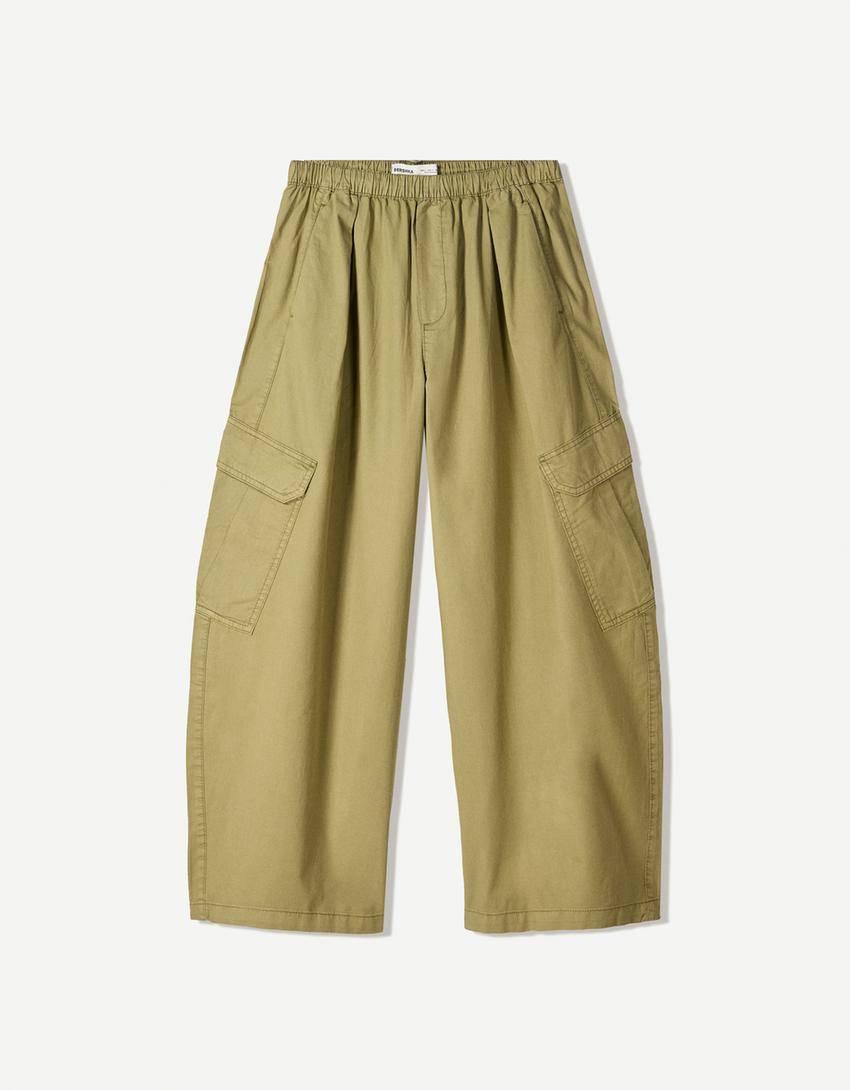 Pamučne kargo pantalone-Kaki-3
