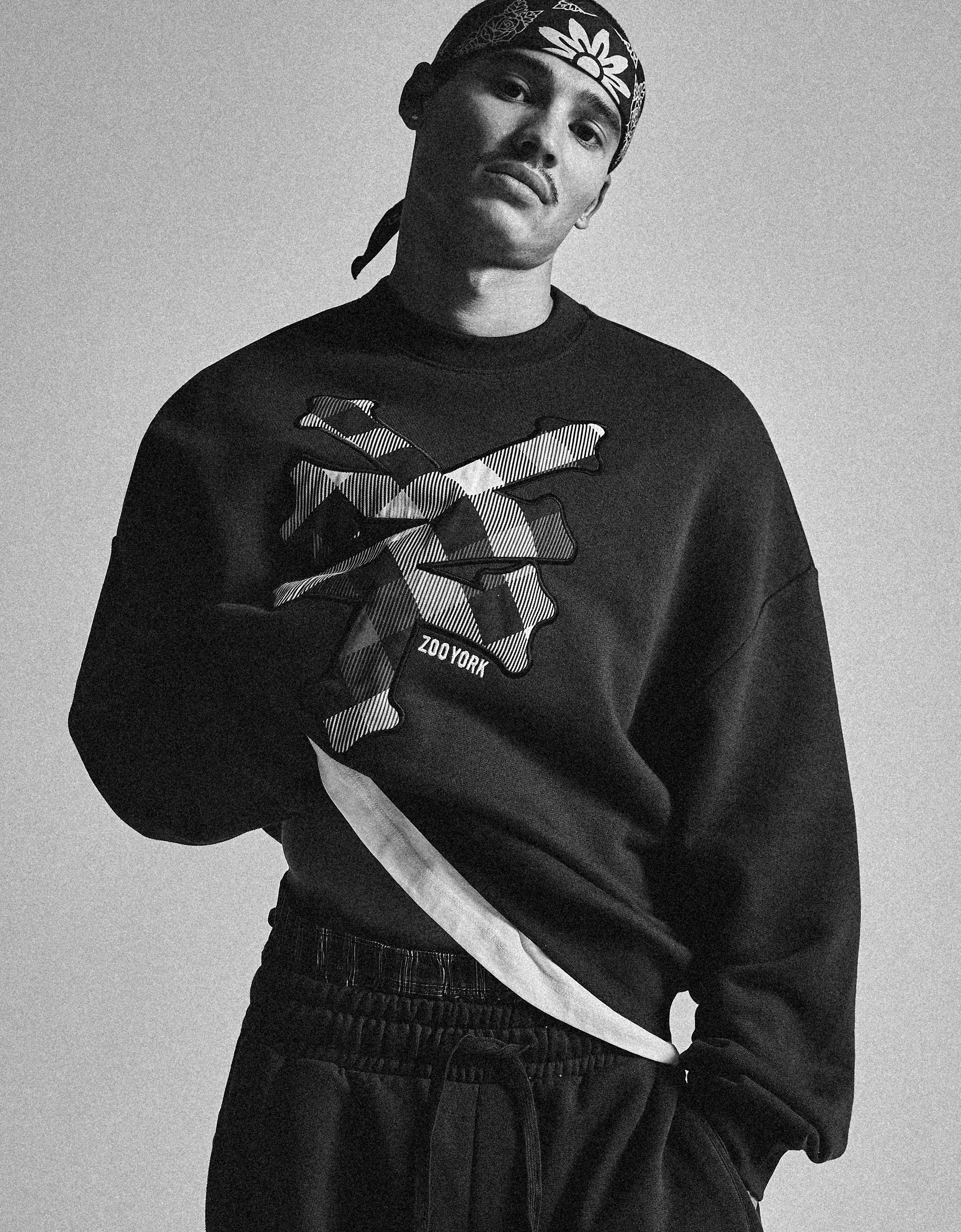 ZOO YORK patch round neck sweatshirt — Dark blue