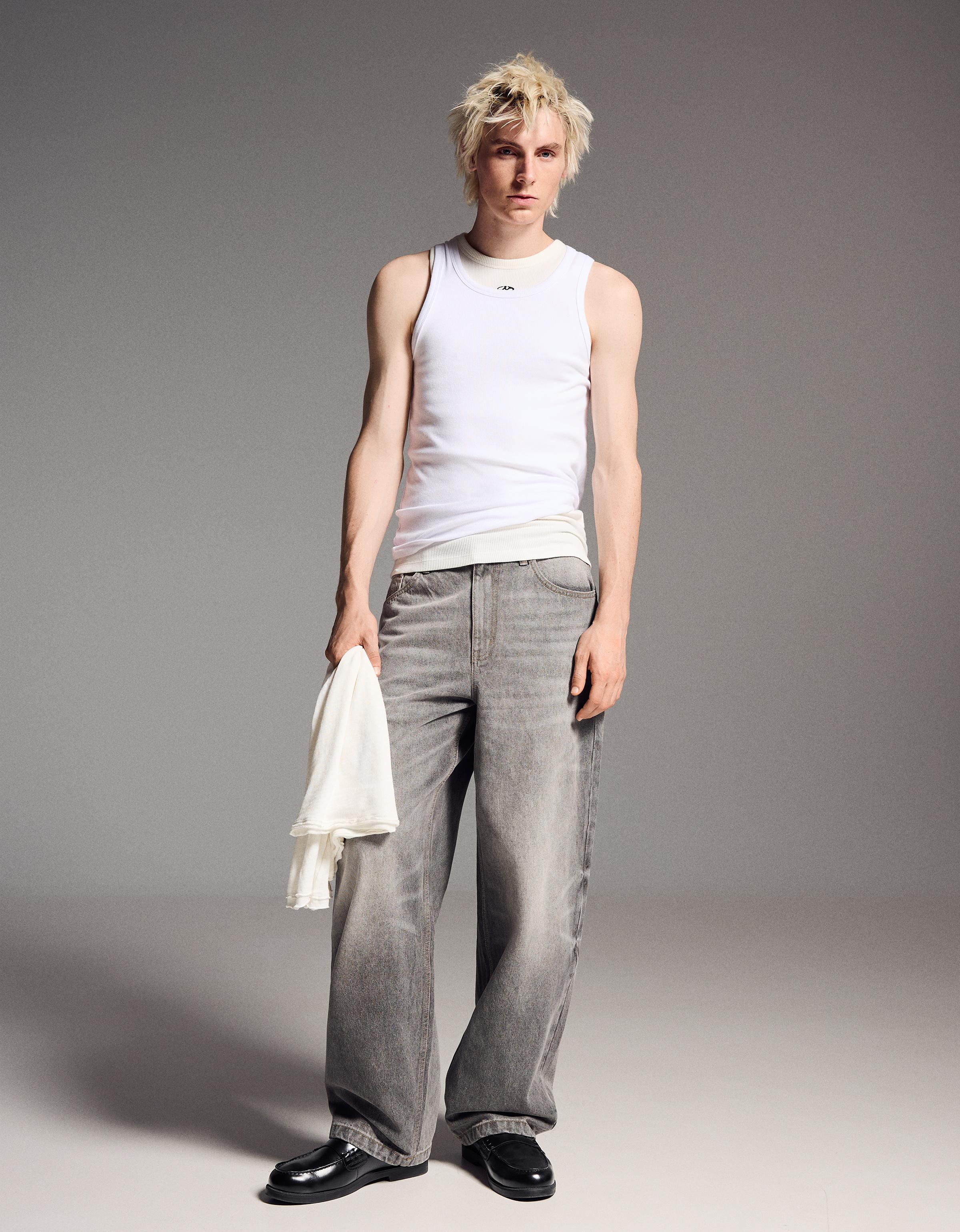 Ribbed vest top — White