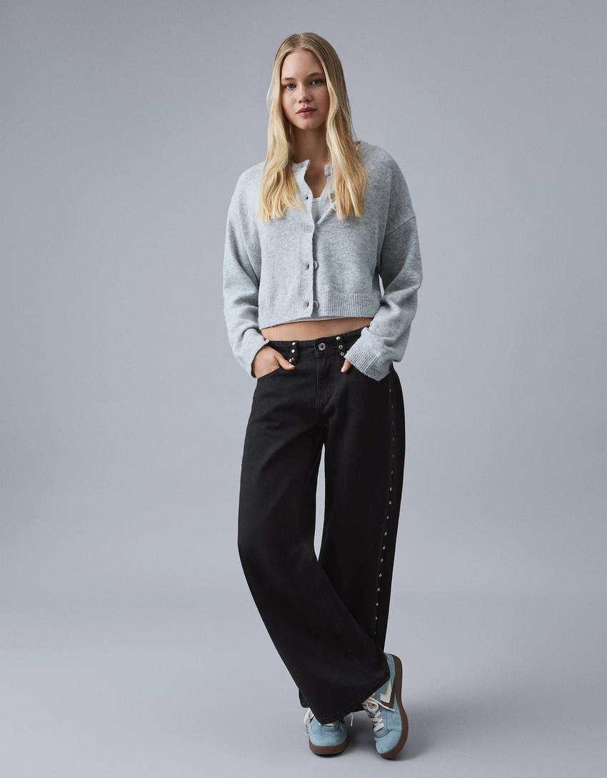 Jeans baggy tachas estrellas-Negro