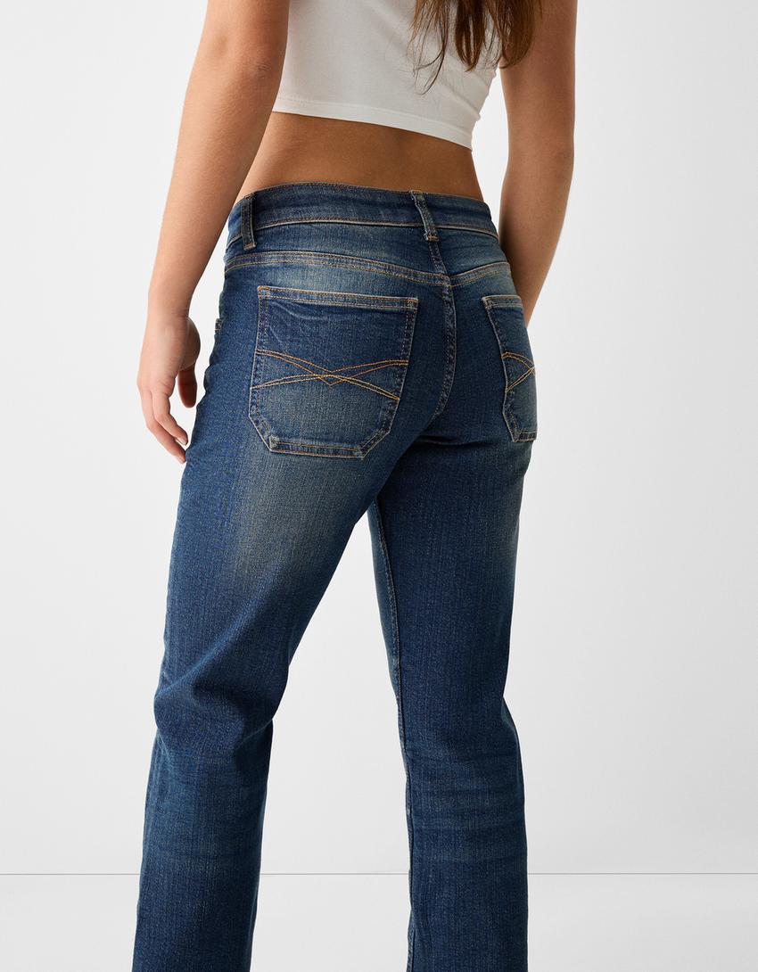 Low-waist straight fit jeans-Blue-2