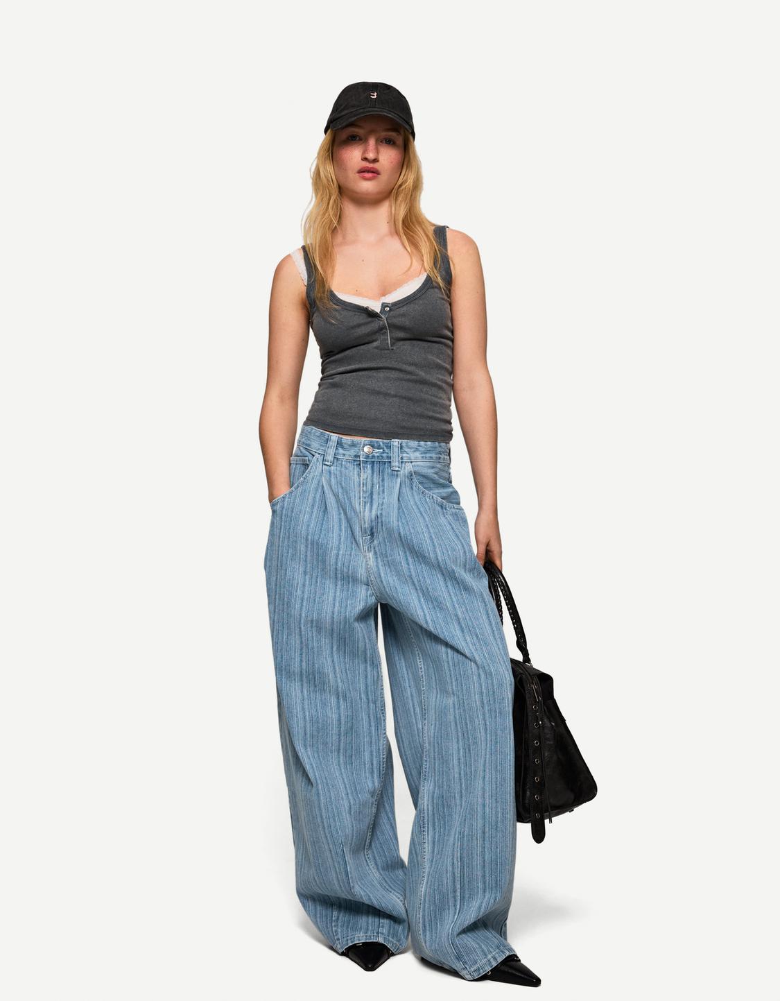 Striped balloon fit jeans