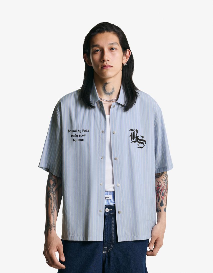 Chemise manches courtes brodée fleurs - Homme Chemise manches courtes brodée fleurs - Homme