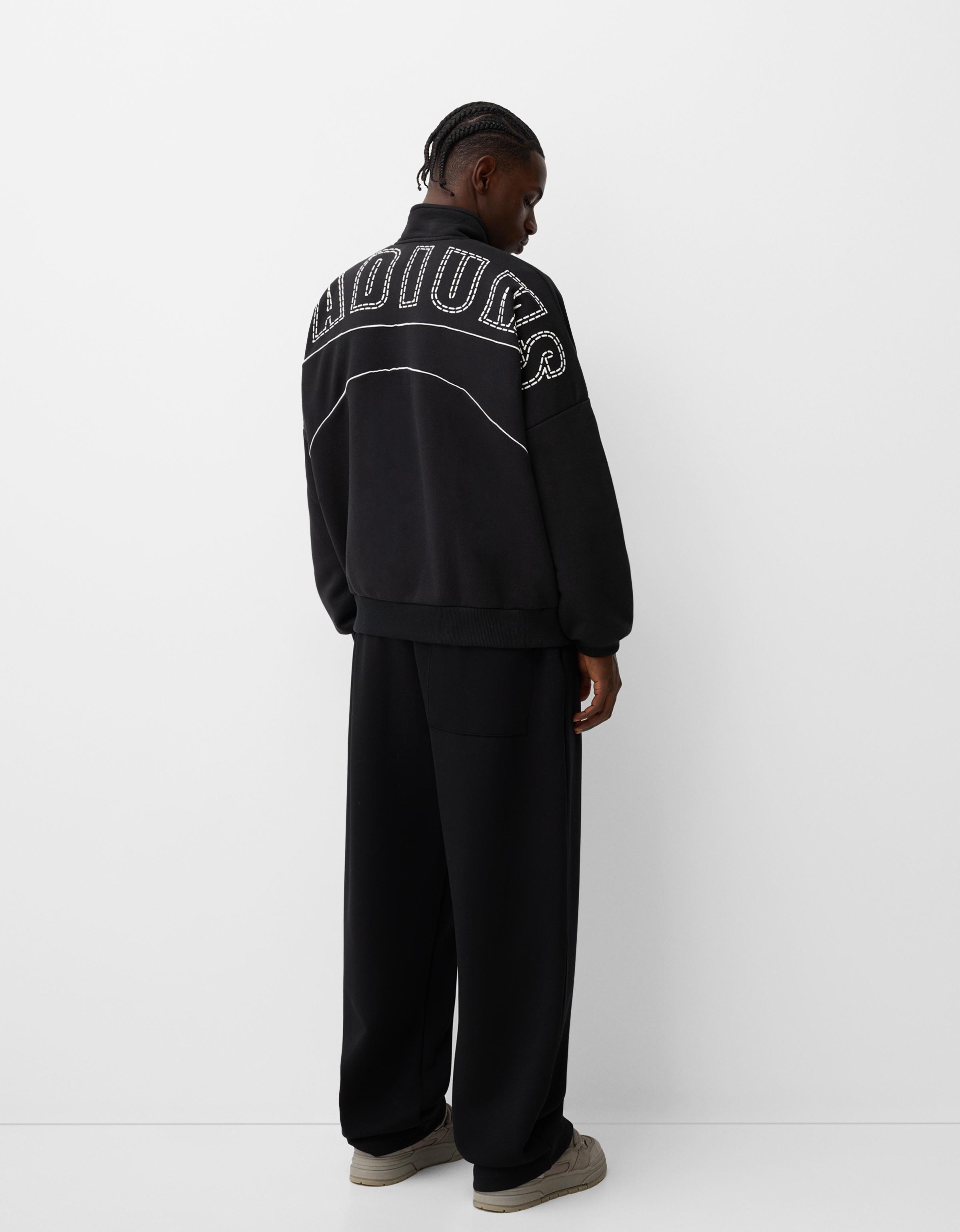 Printed sporty sweatshirt with zipper - Sweatshirts