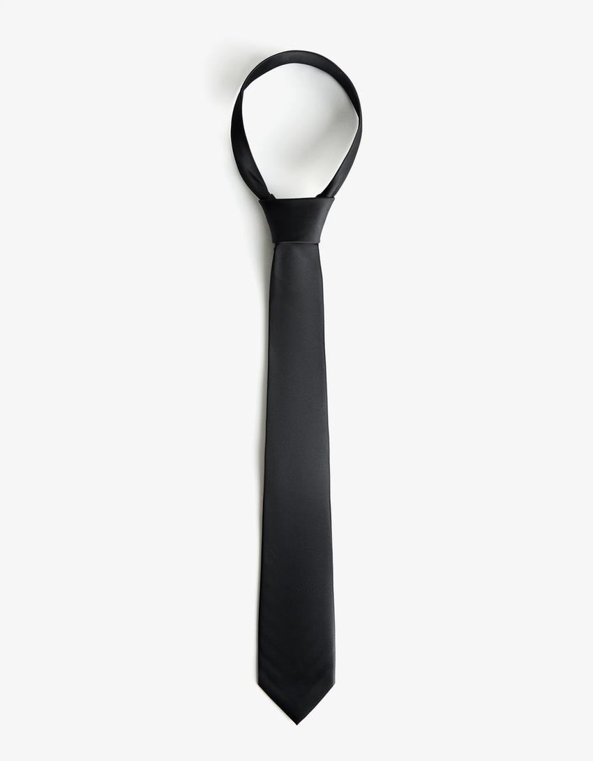 Plain tie-Black-0