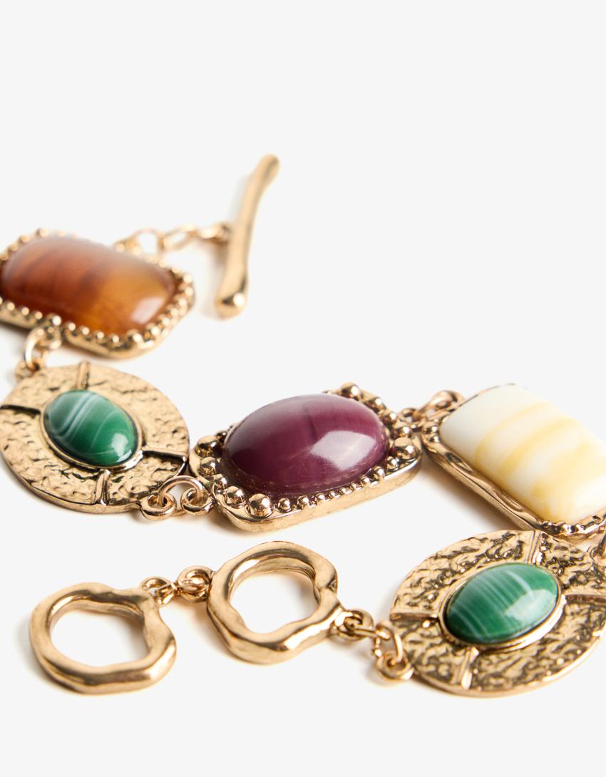 Pulseira de pedras-Dourado-1