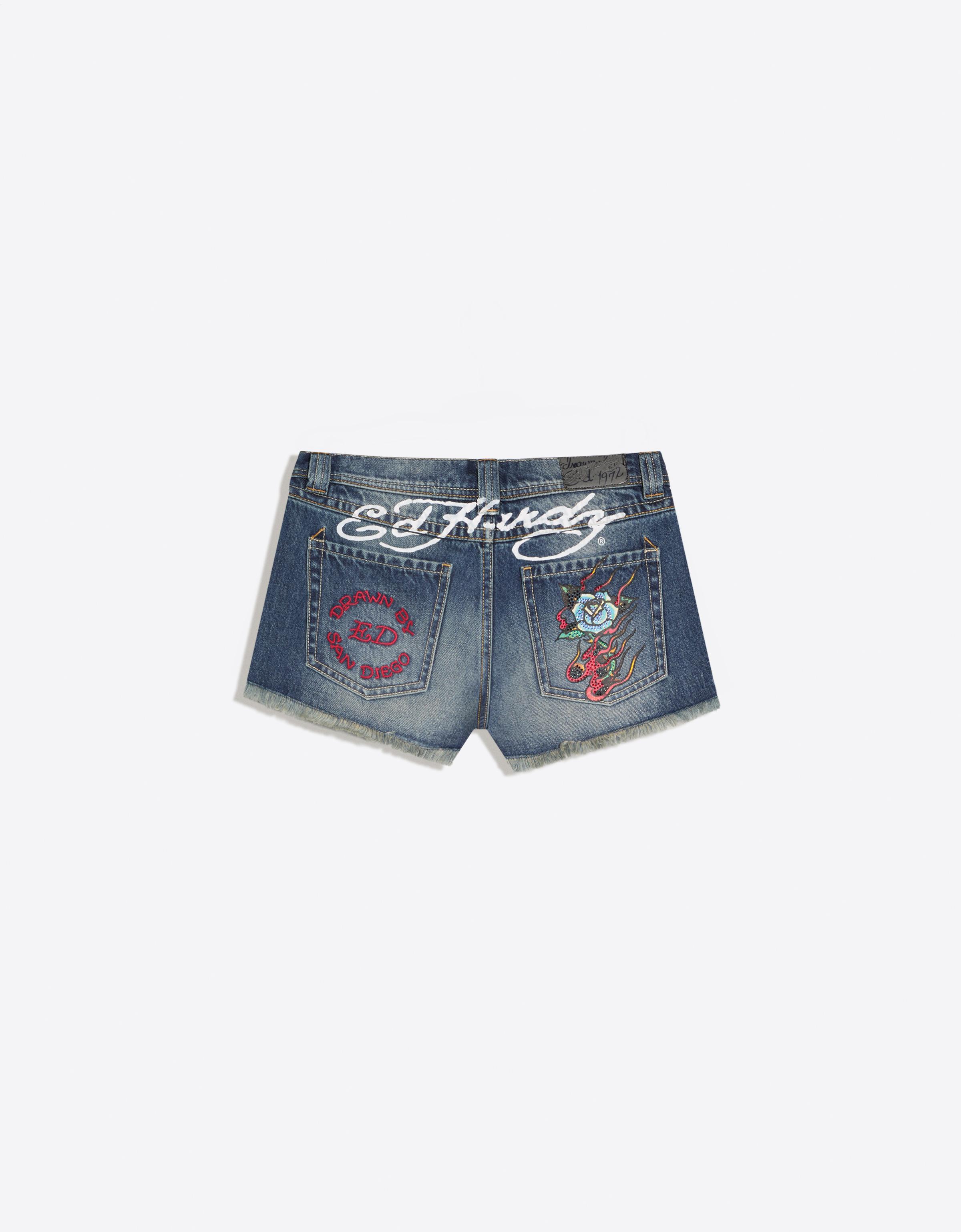 Denim shorts ED HARDY X BERSHKA — Blue