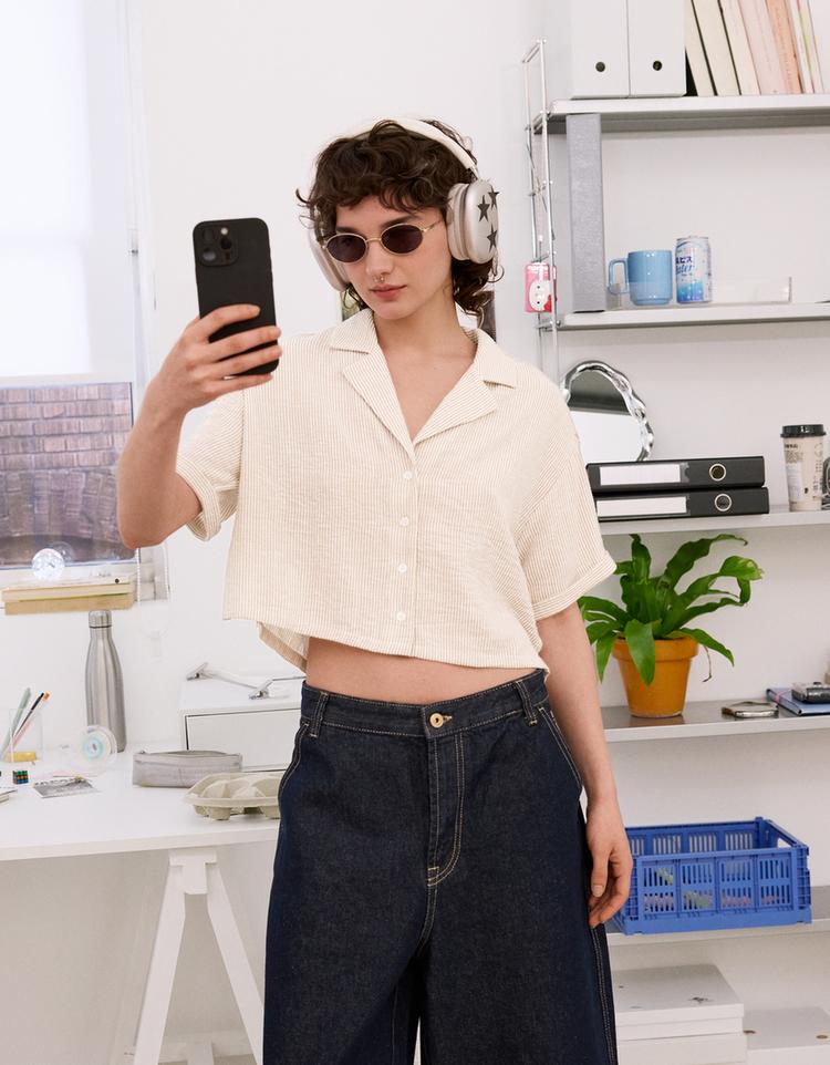 Textured rustic short sleeve shirt