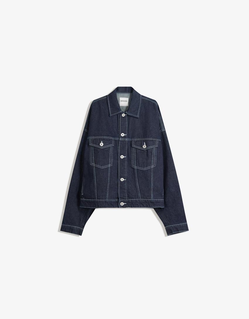 Denim trucker jacket-Navy-5