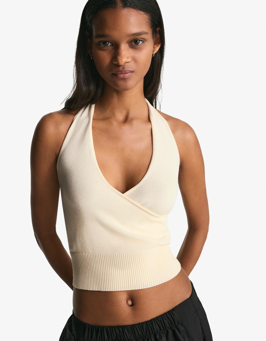Top halter cruzado-Crudo