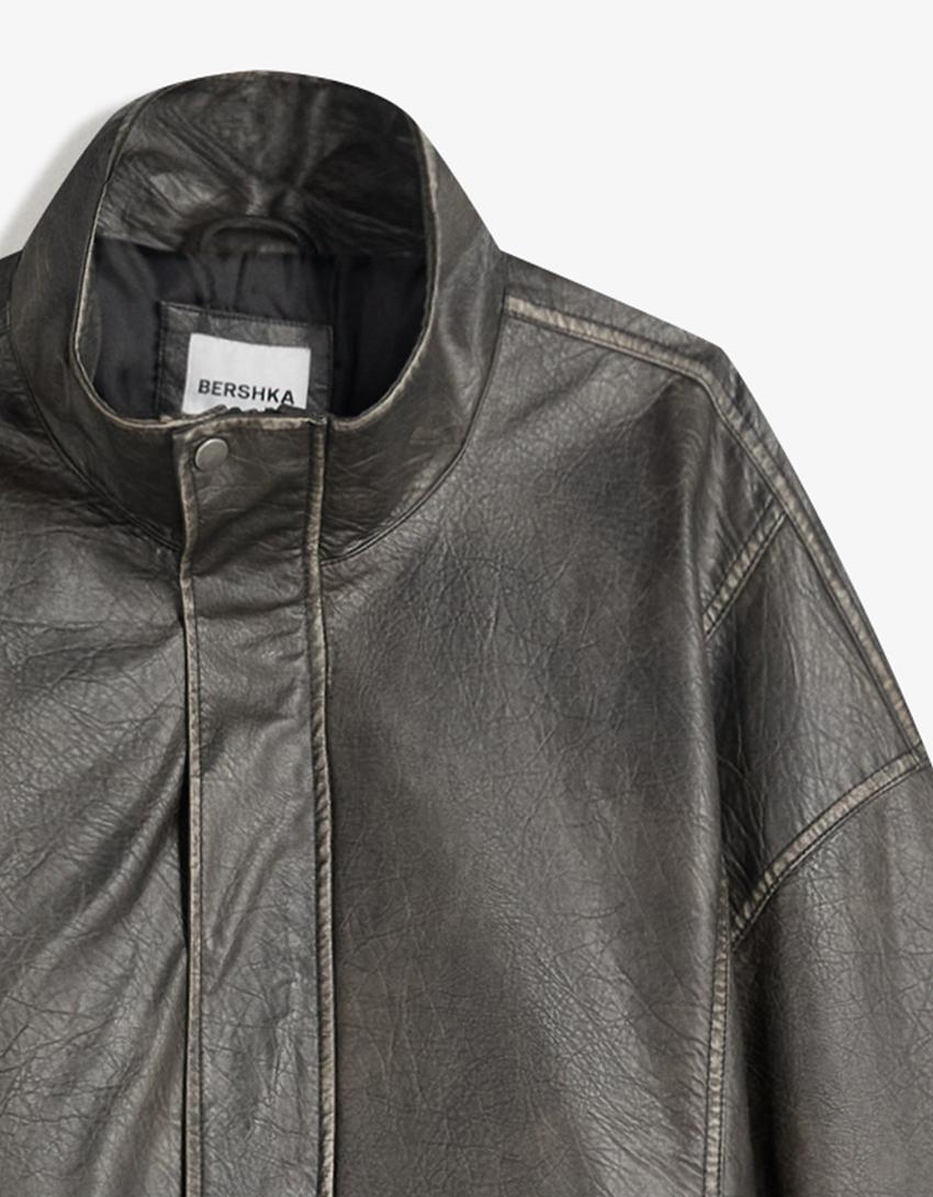 Leather effect jacket-Black