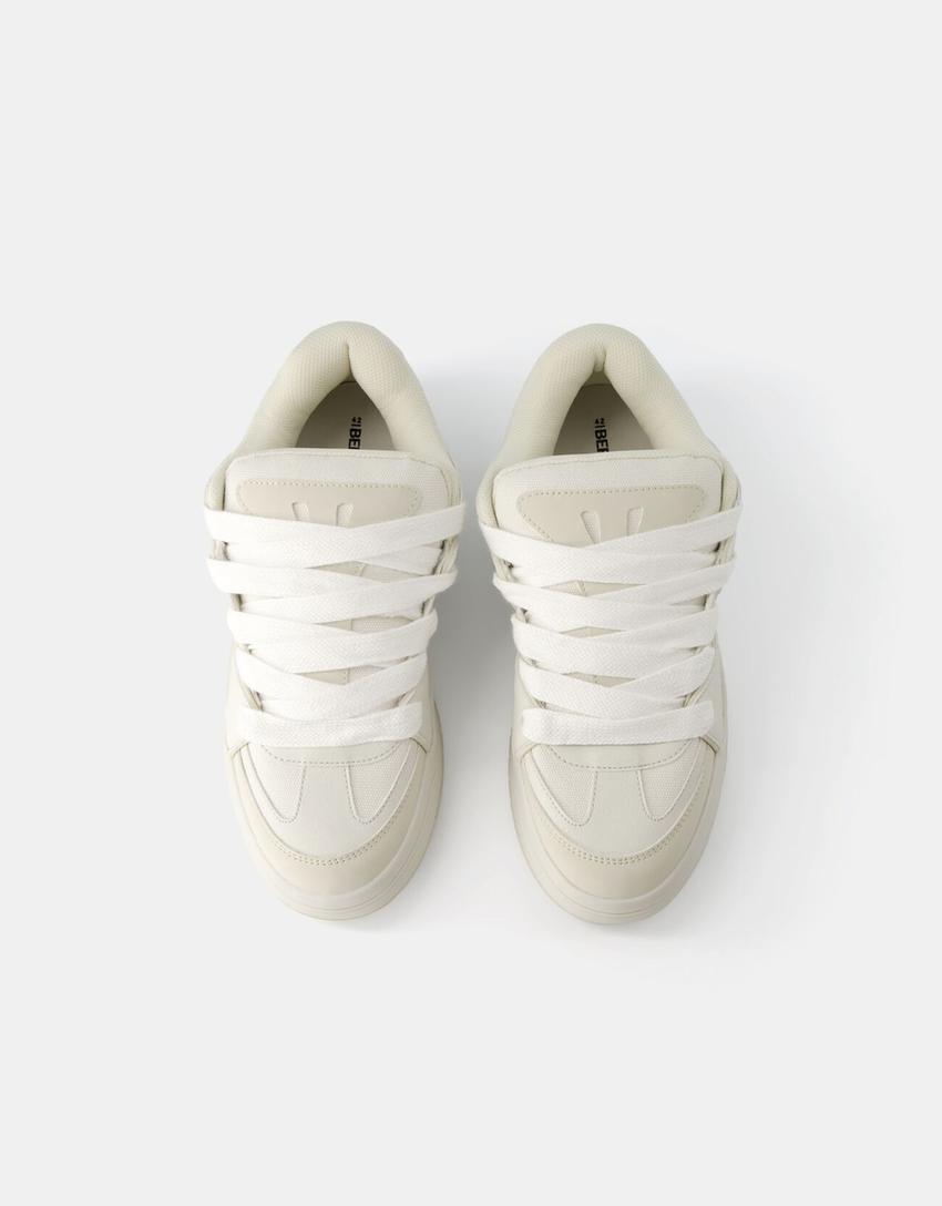 Tenisice skejterskog stila s debelim potplatom-Bijela