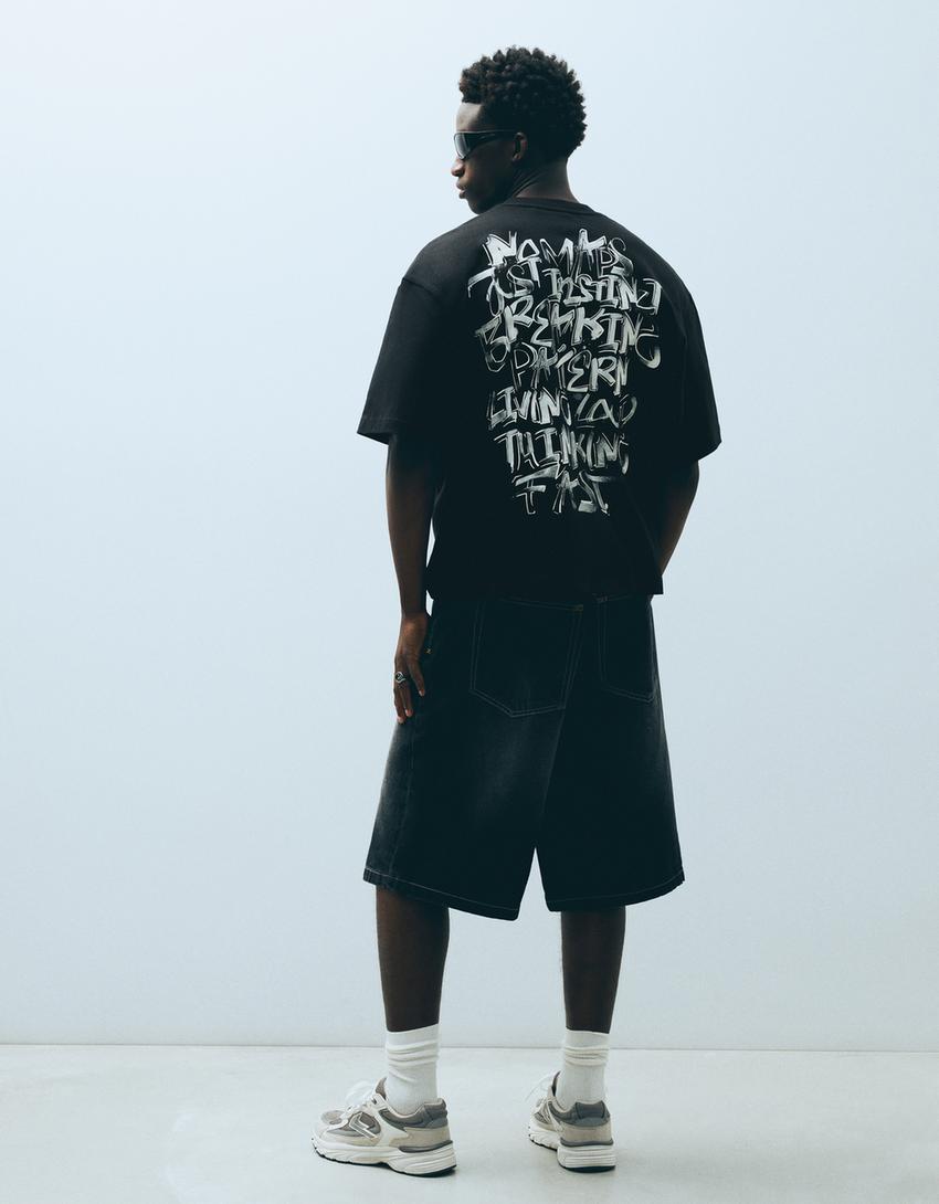 Boxy-fit printed T-shirt-Black