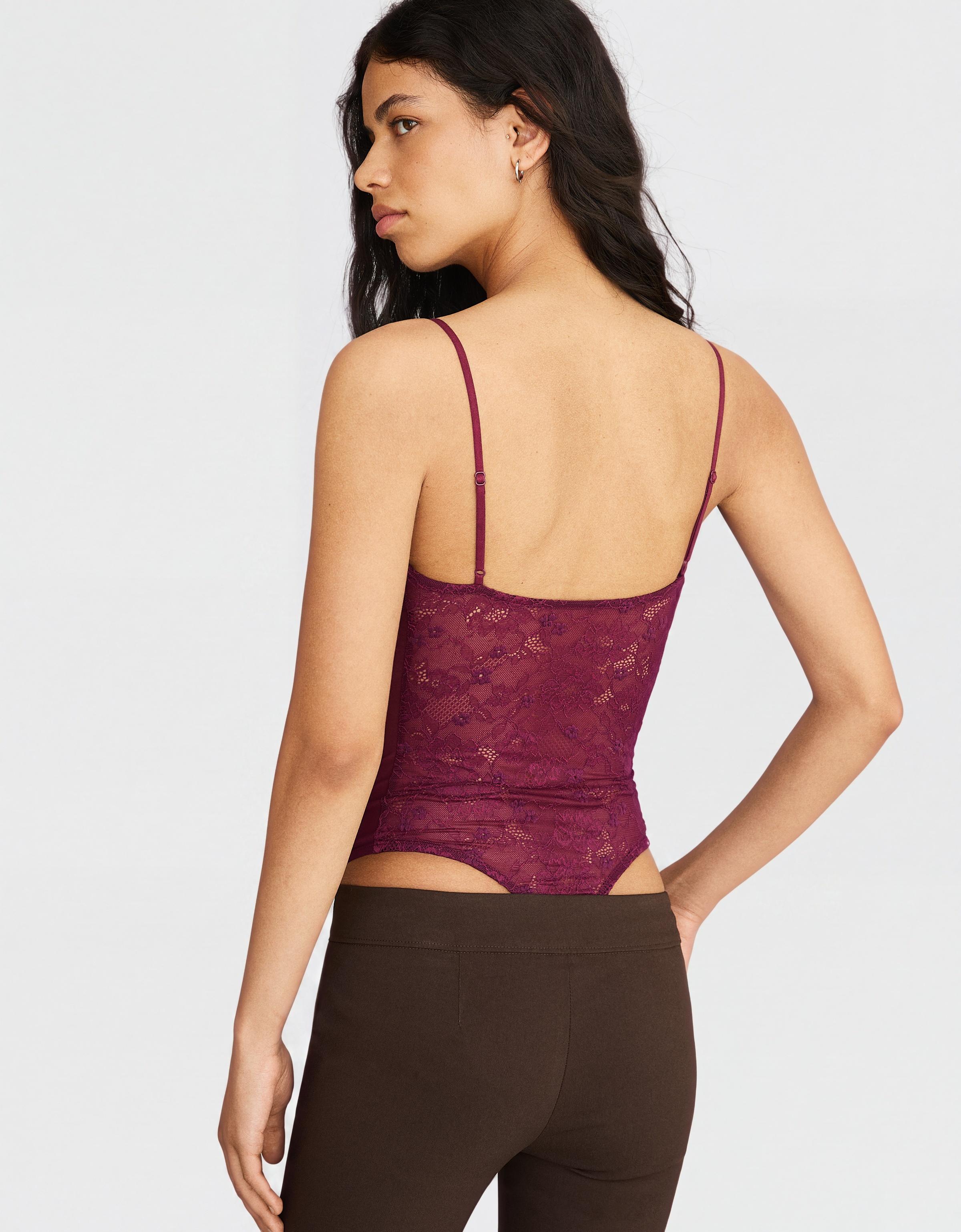 Strappy lace bodysuit — Burgundy