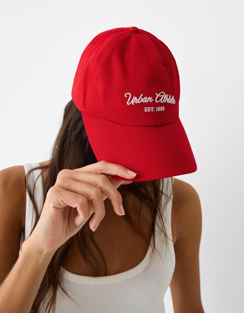 Embroidered cap-Red-3