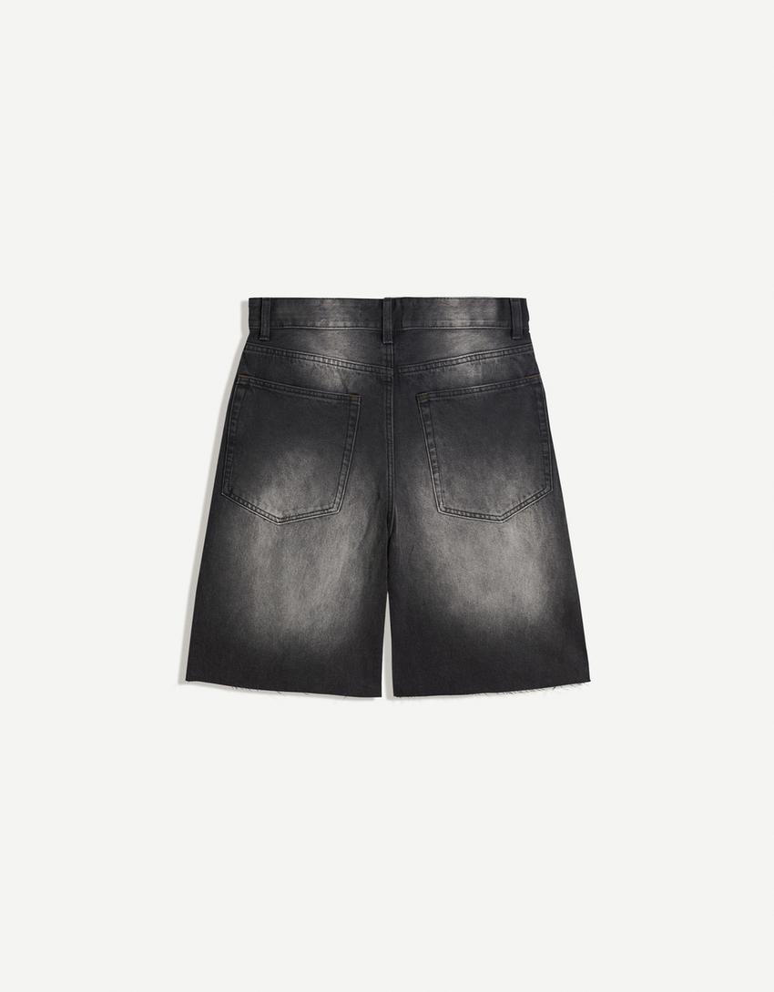 Calções bermuda super baggy fit-Preto-4