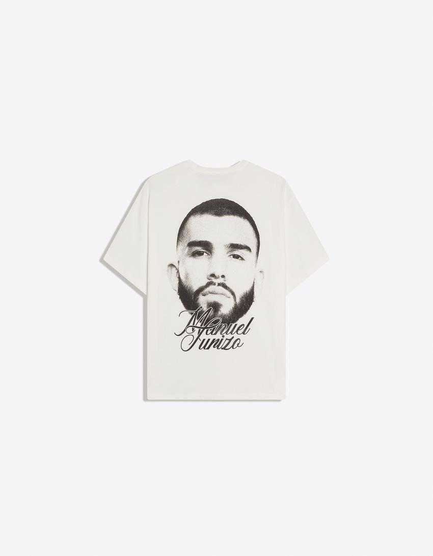 Short sleeve T-shirt with Manuel Turizo print-Off white