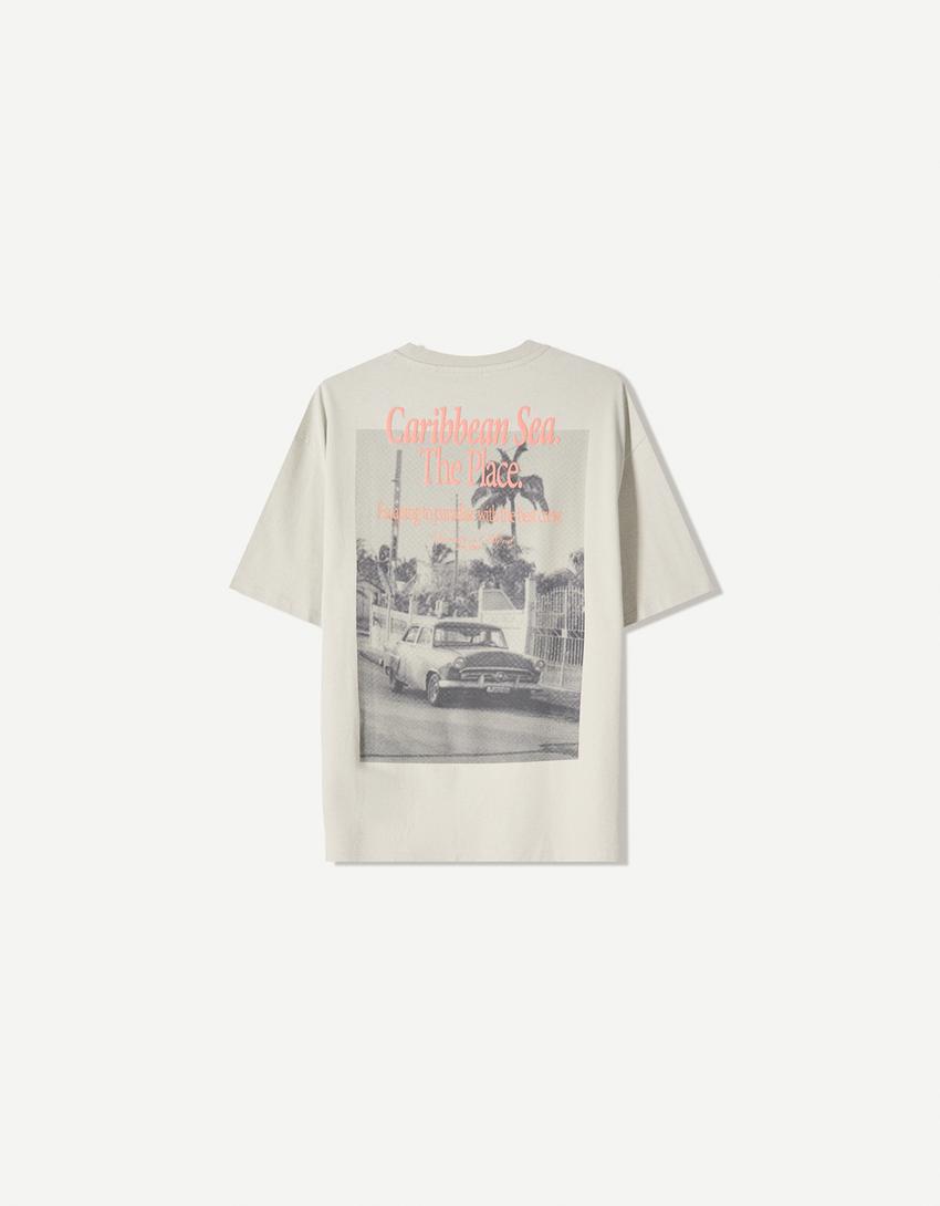 Short sleeve T-shirt with print-Grey-1