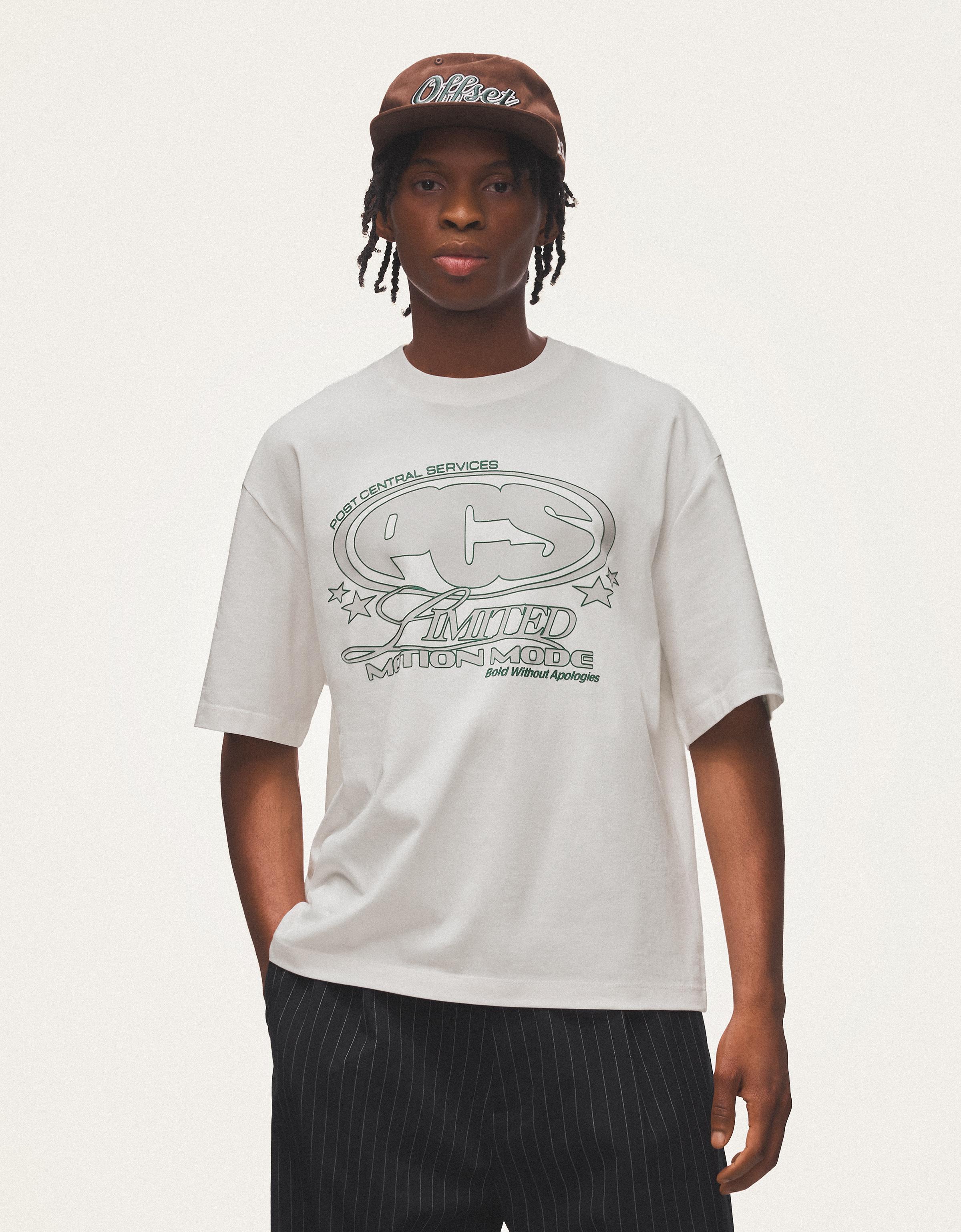 Bershka Camiseta Manga Corta Boxy Print Hombre L Blanco