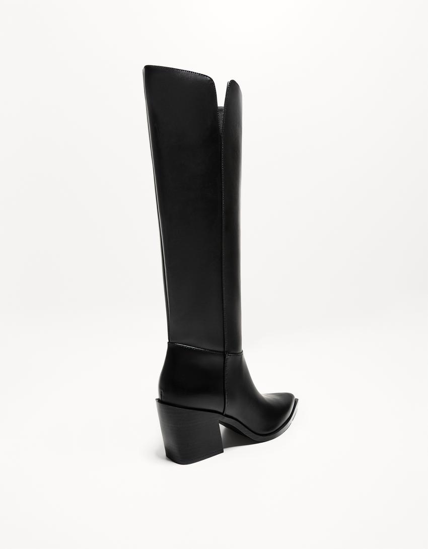 Absatzstiefel im Cowboylook-Schwarz