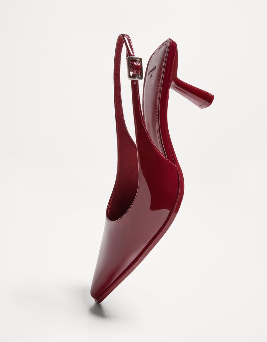 Escarpins type mules kitten heels-Grenat-2