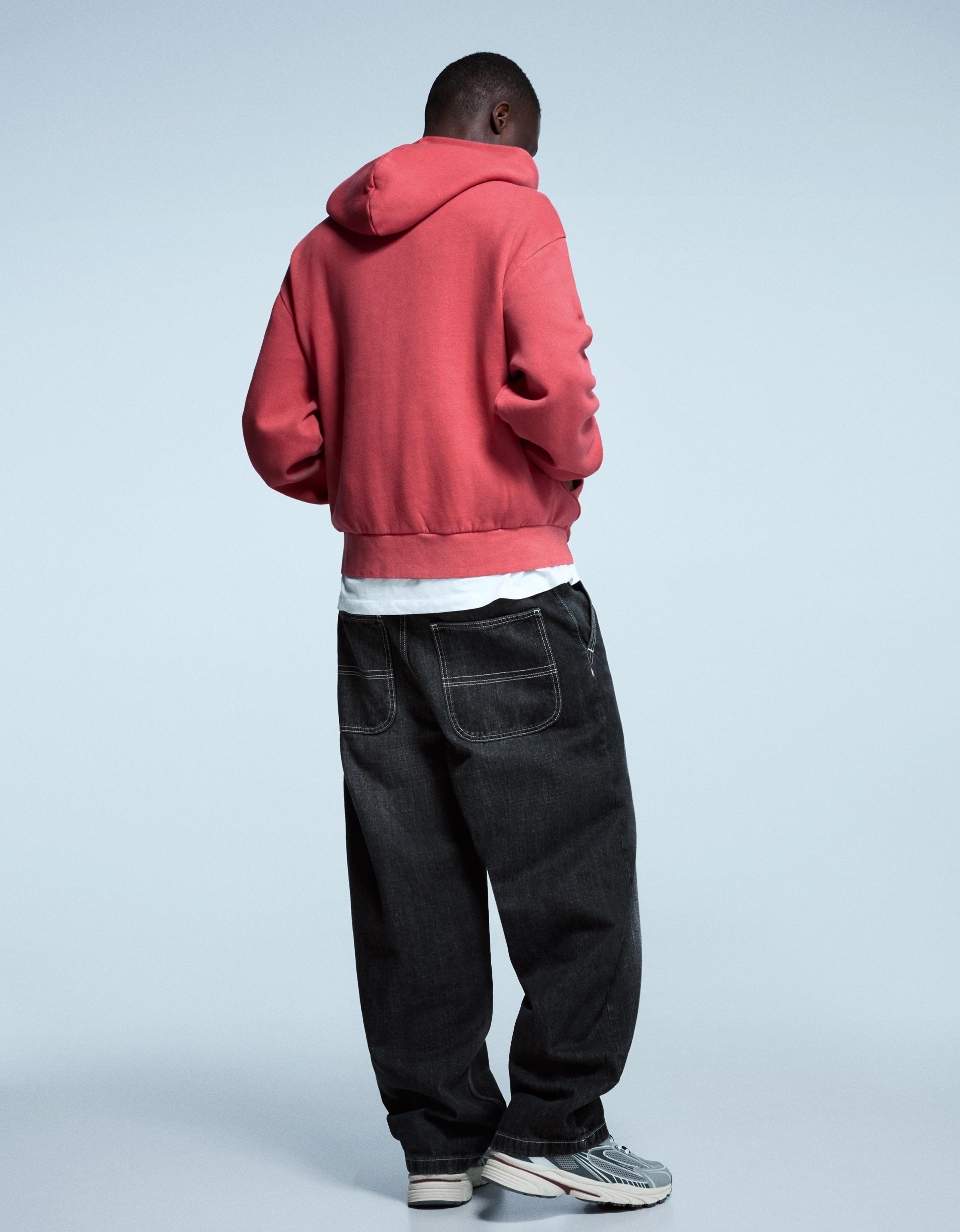 Boxy crop zip-up sweatshirt — Red