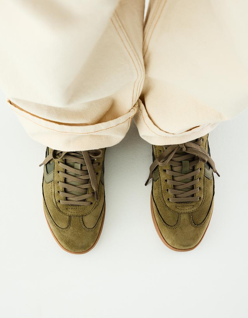 Sneakers rétro-Kaki