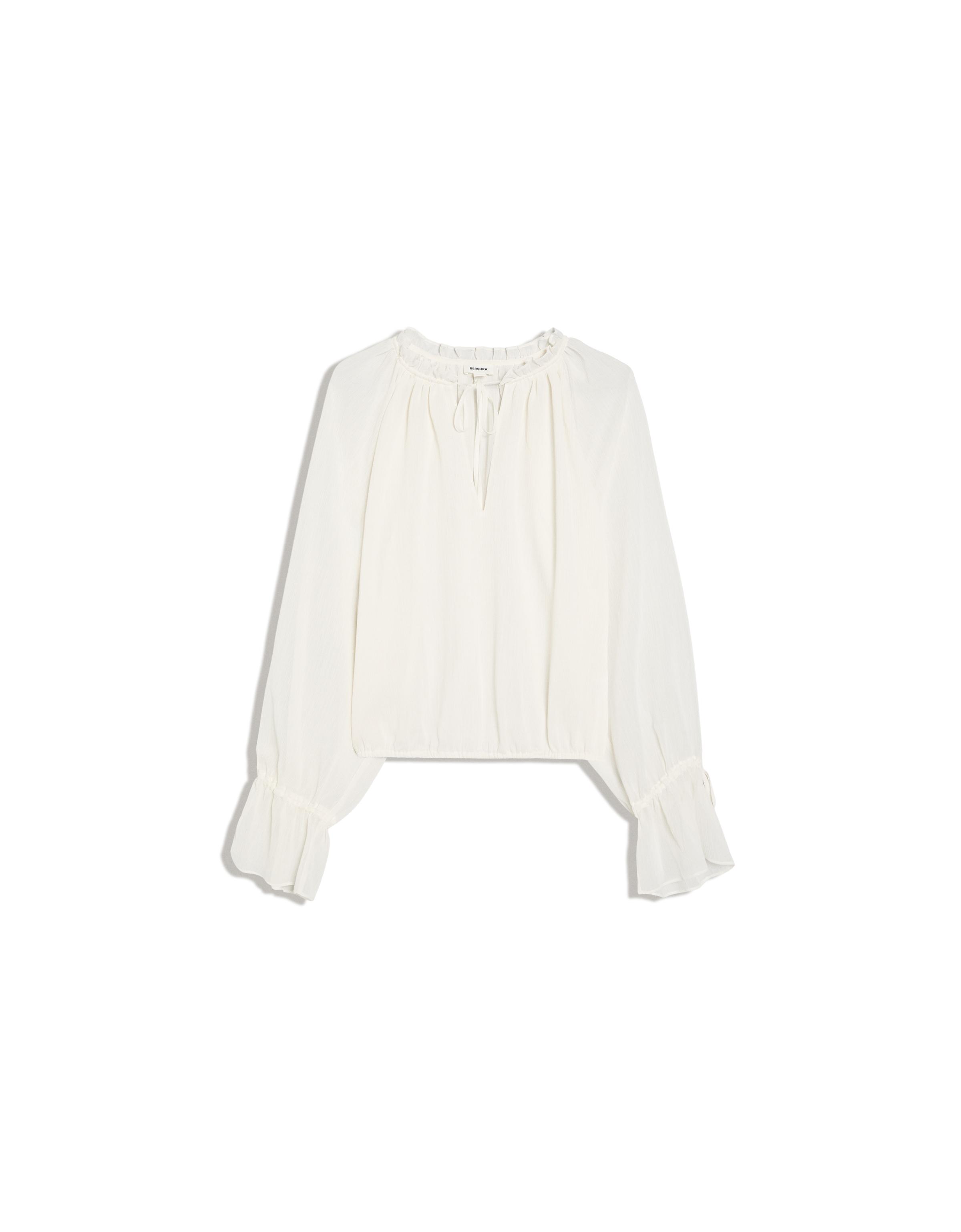 Long sleeve flowing shirt — Cream