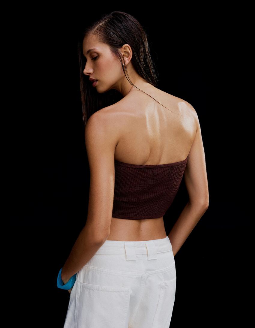 Deniz kabuklu bandeau top-Bordo