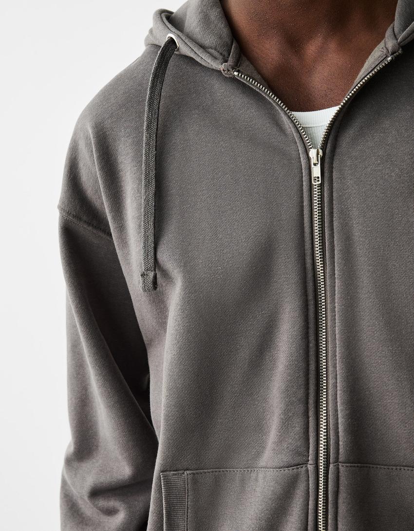 Zip-up hoodie-Grey