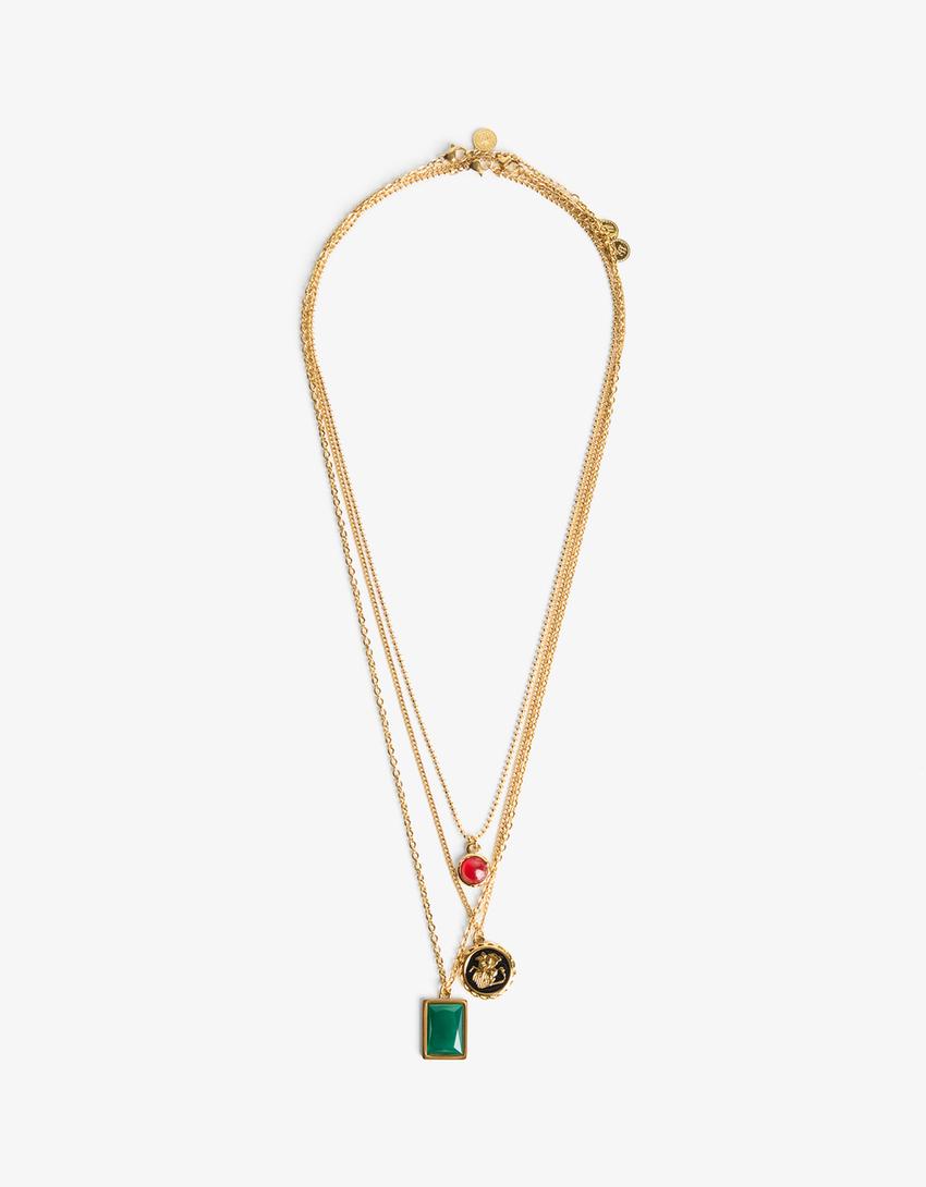 Collana in acciaio con ciondoli-Oro