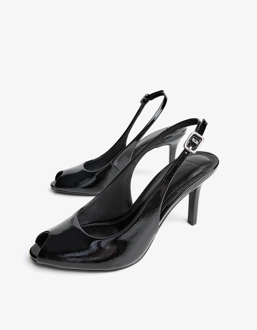 Chaussures à talon fendu-Noir-3