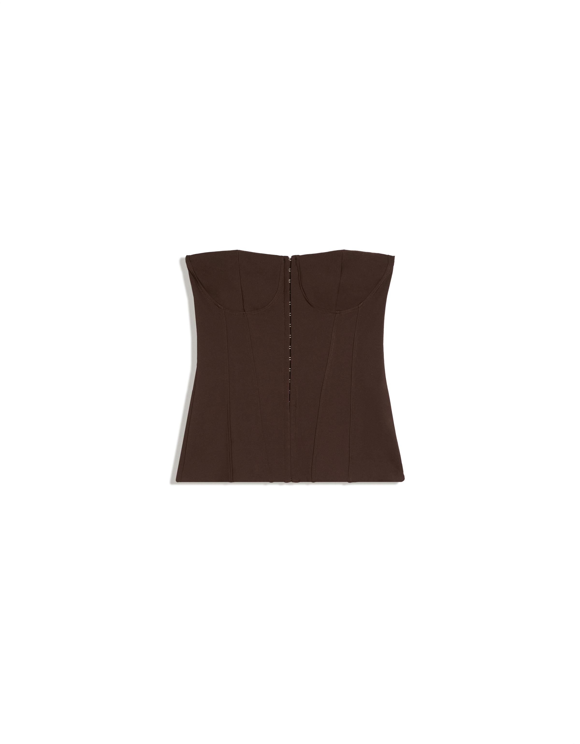 Hook-fastening corset bandeau top — Brown