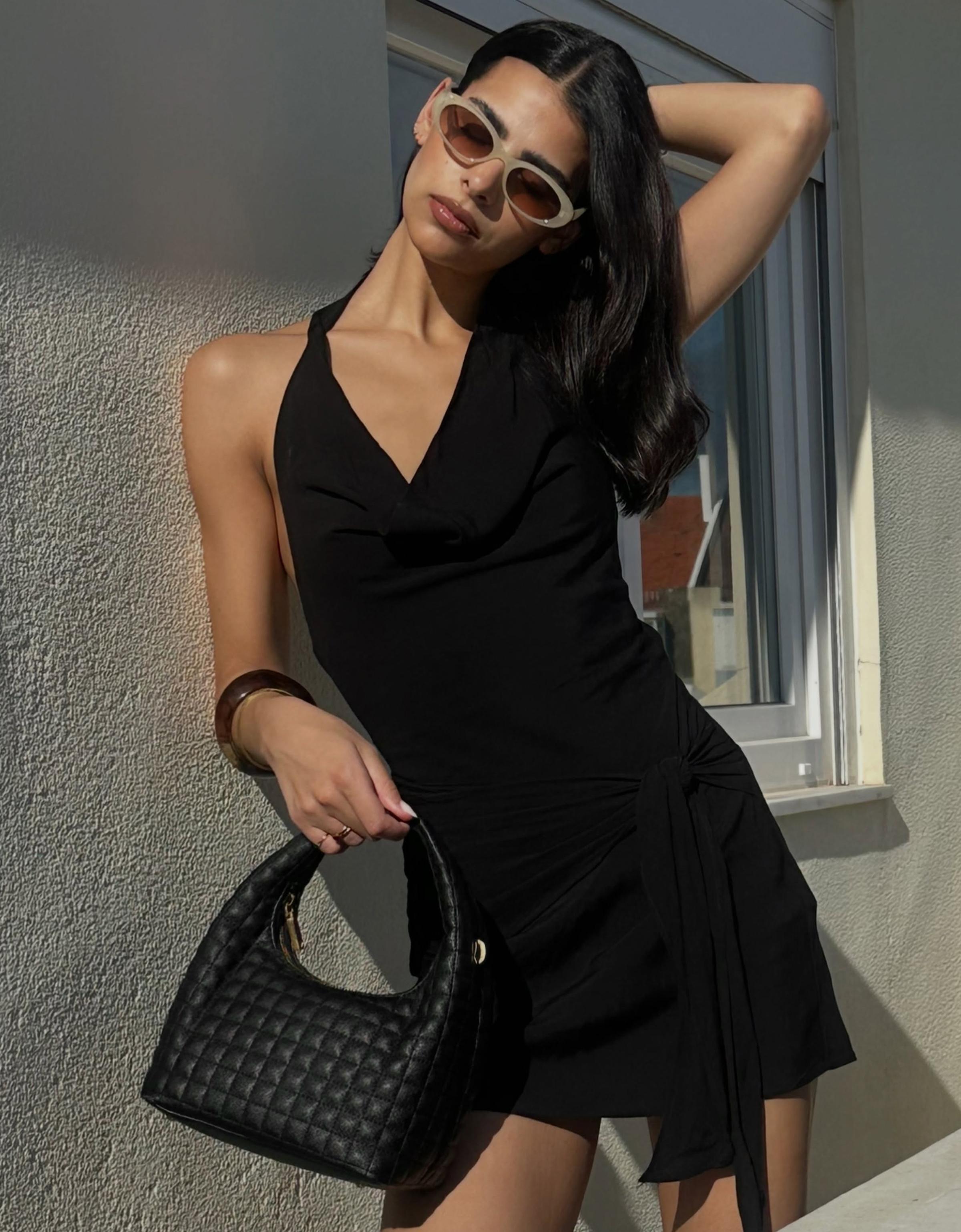 Draped mini dress — Black