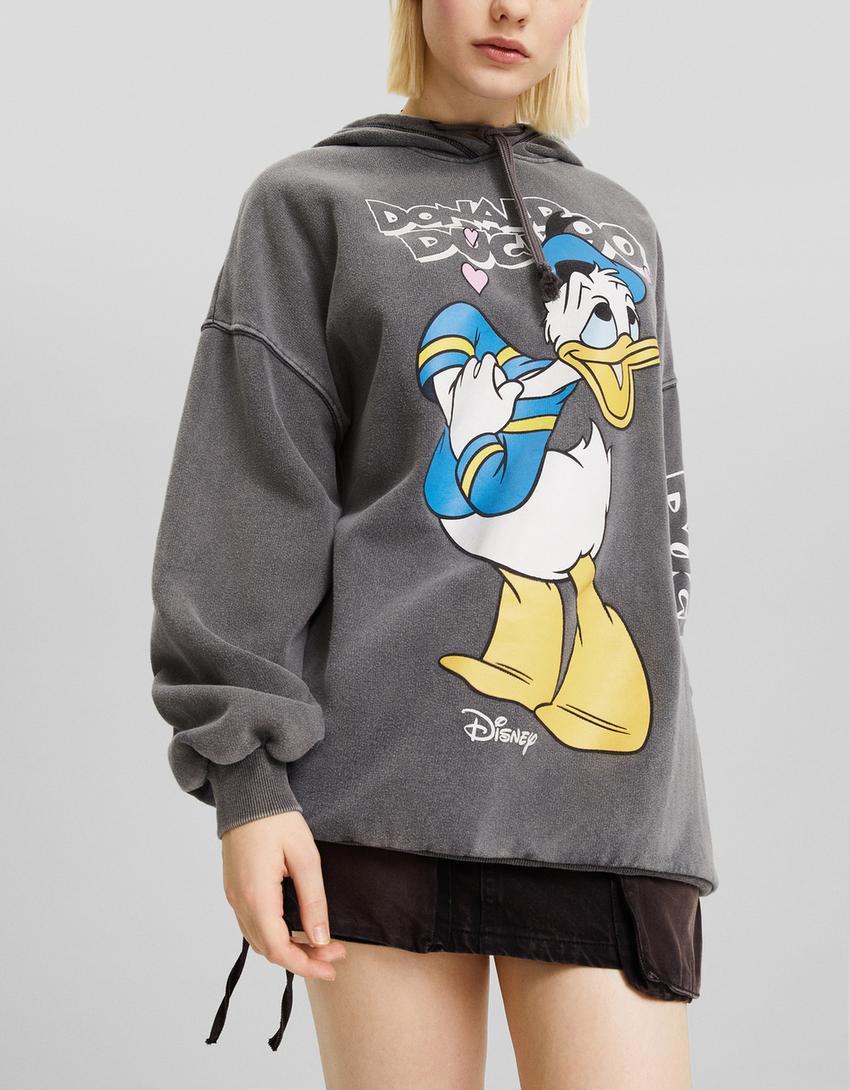 Sweat capuche imprimé Donald-Gris-2