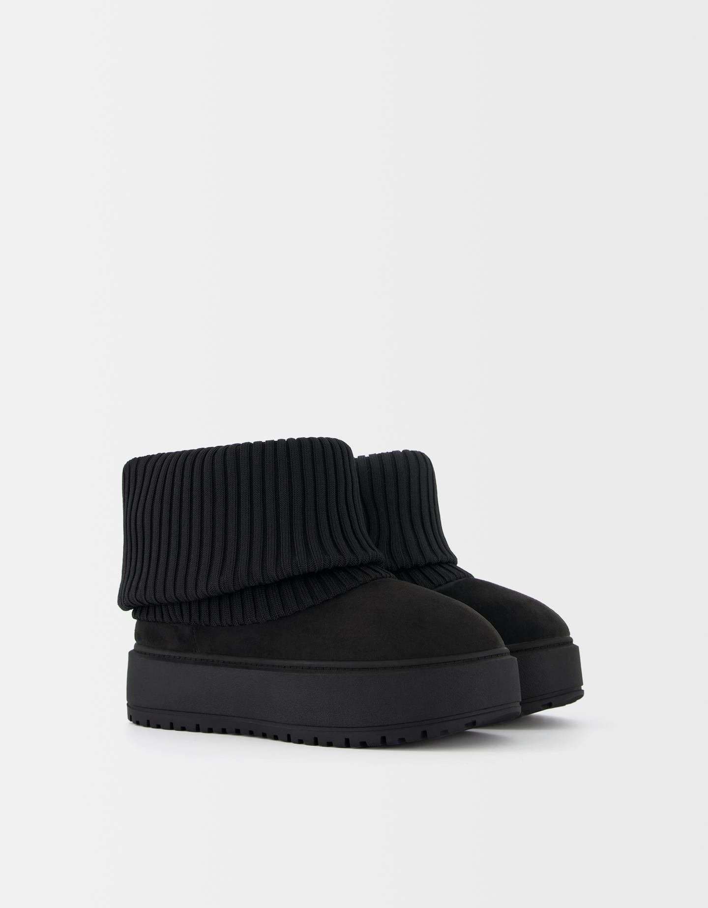 Bershka Botines Plataforma Calcetín Mujer 35 Negro