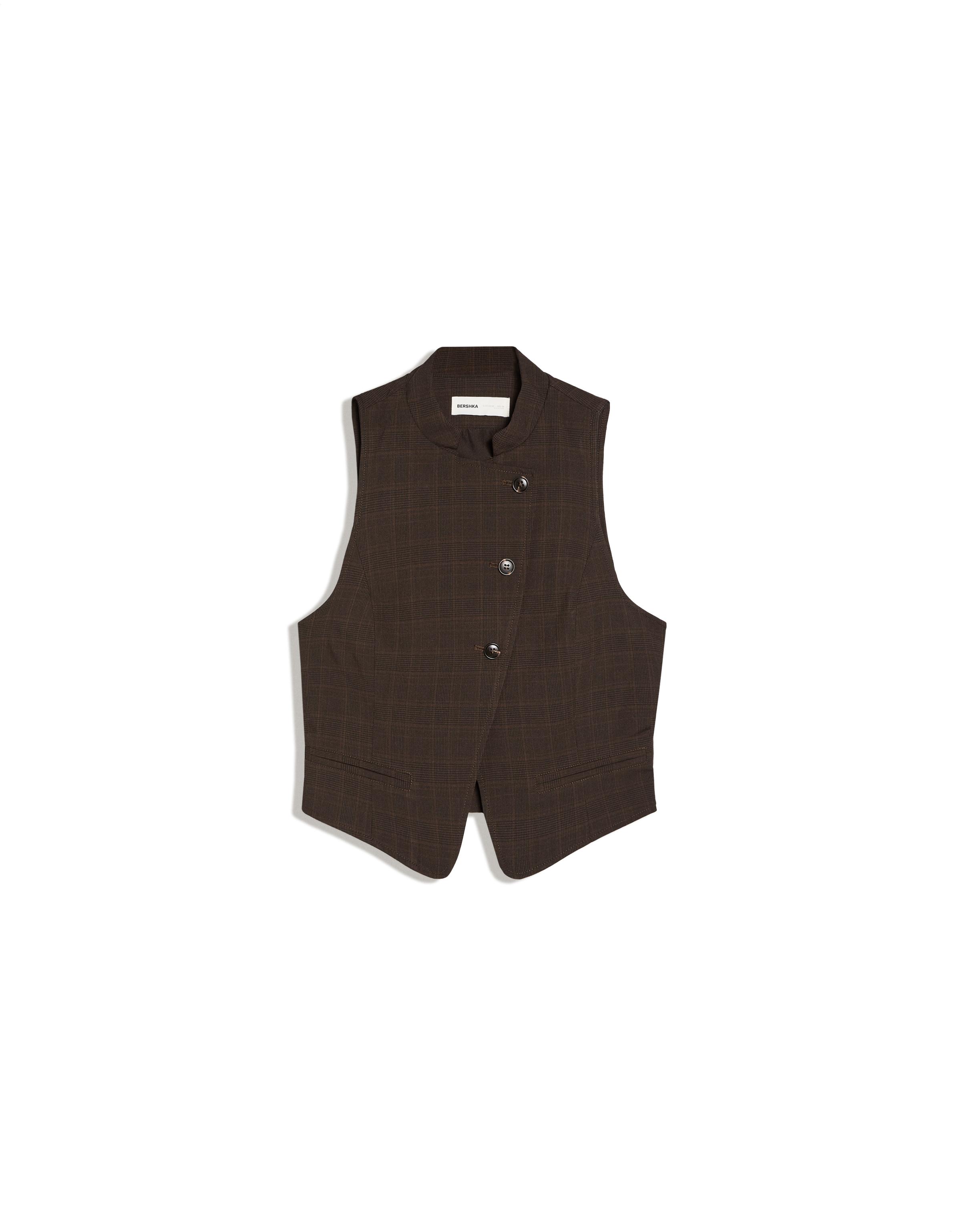 Buttoned crossover vest — Brown
