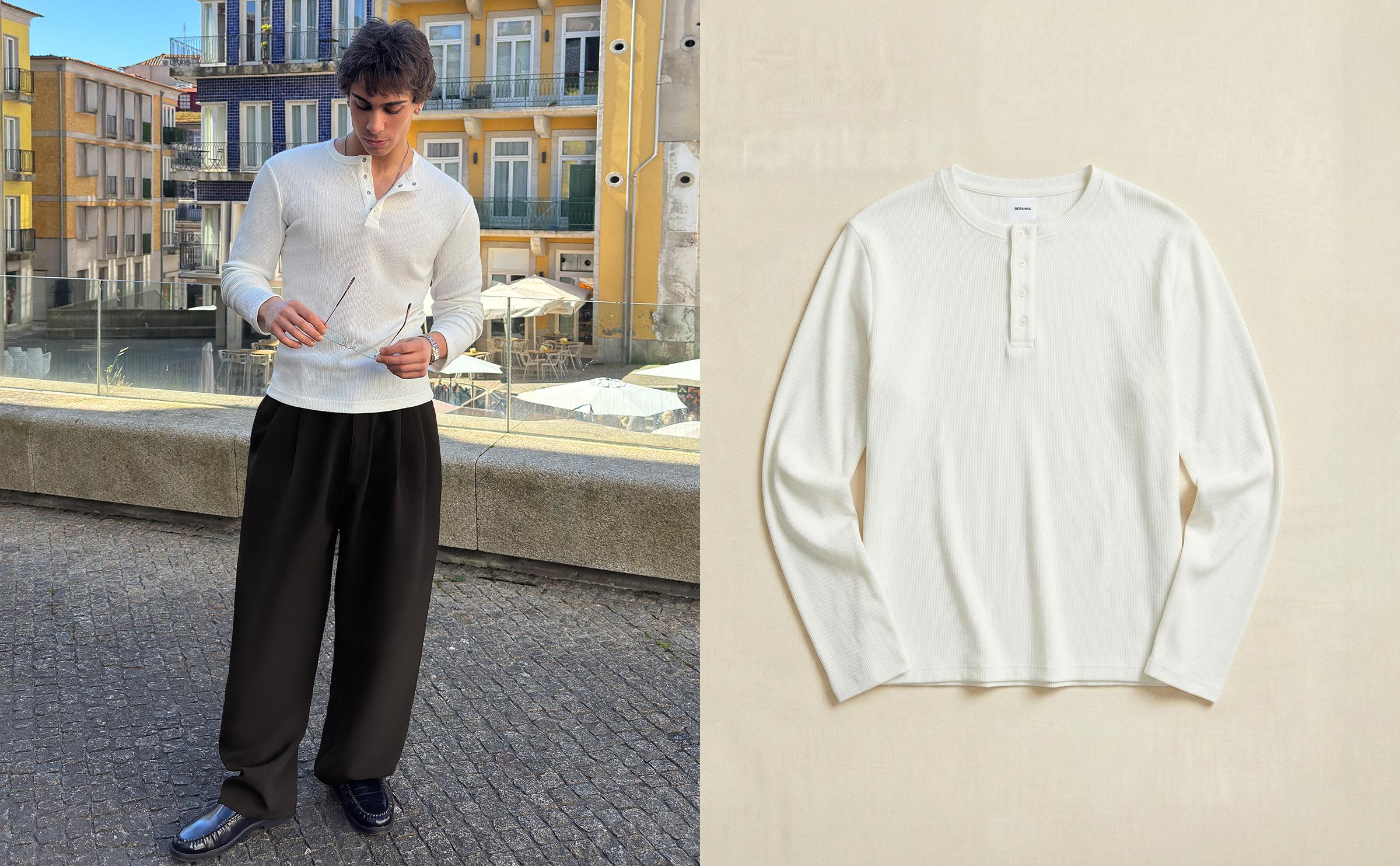 Düğmeli yaka dokulu t-shirt - Görsel 25