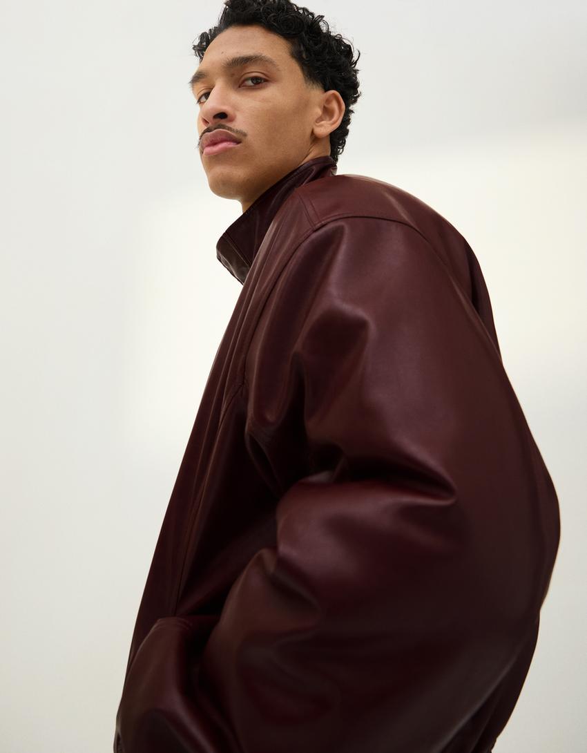 Jakna od veštačke kože-Bordo