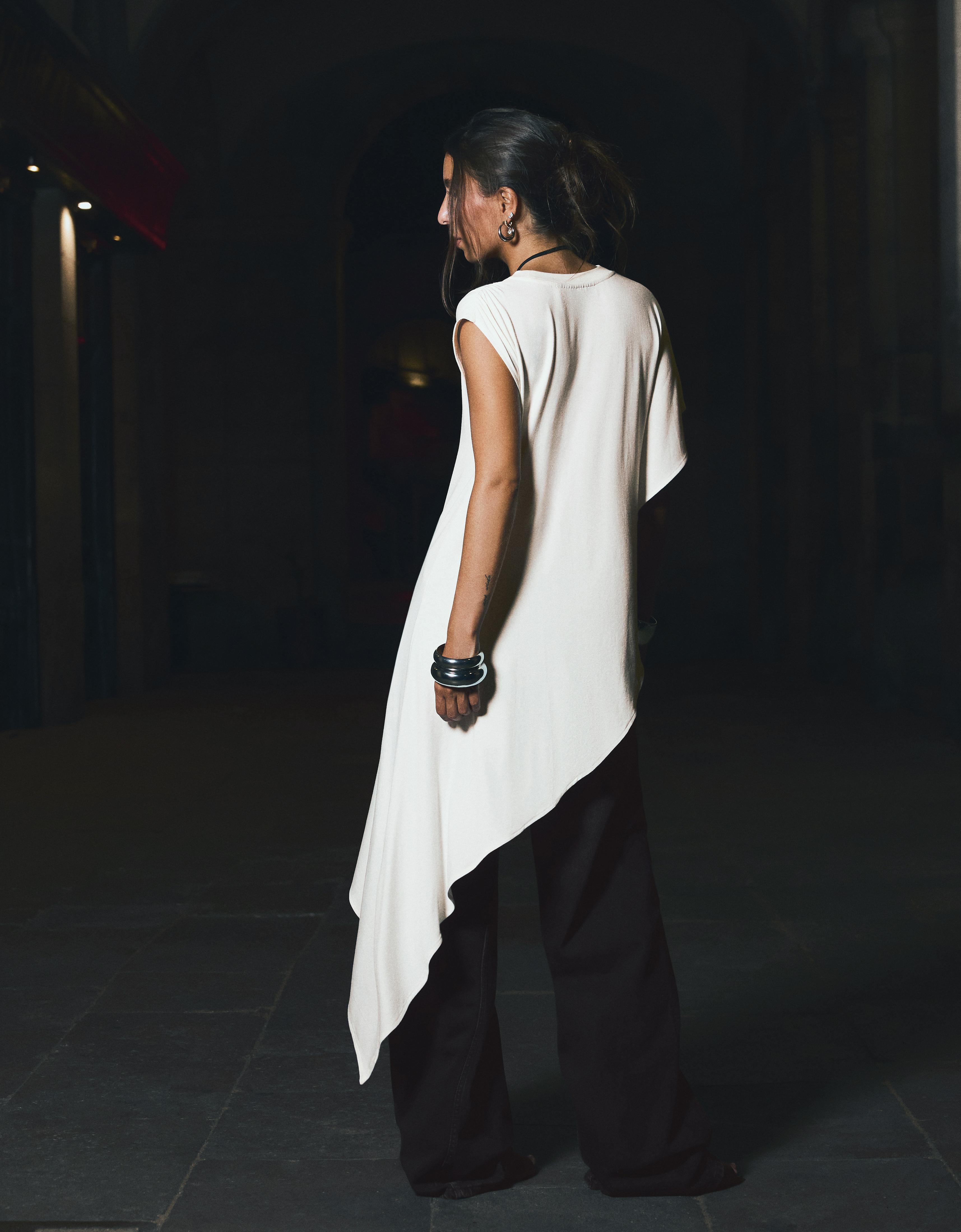Long asymmetrical T-shirt — Off white