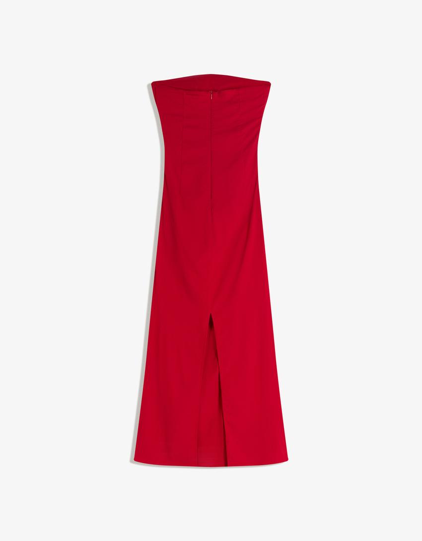 Vestido midi bandeau bengalina-Rojo