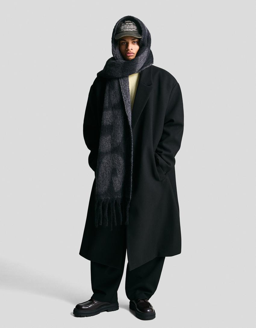 Abrigo paño largo-Negro