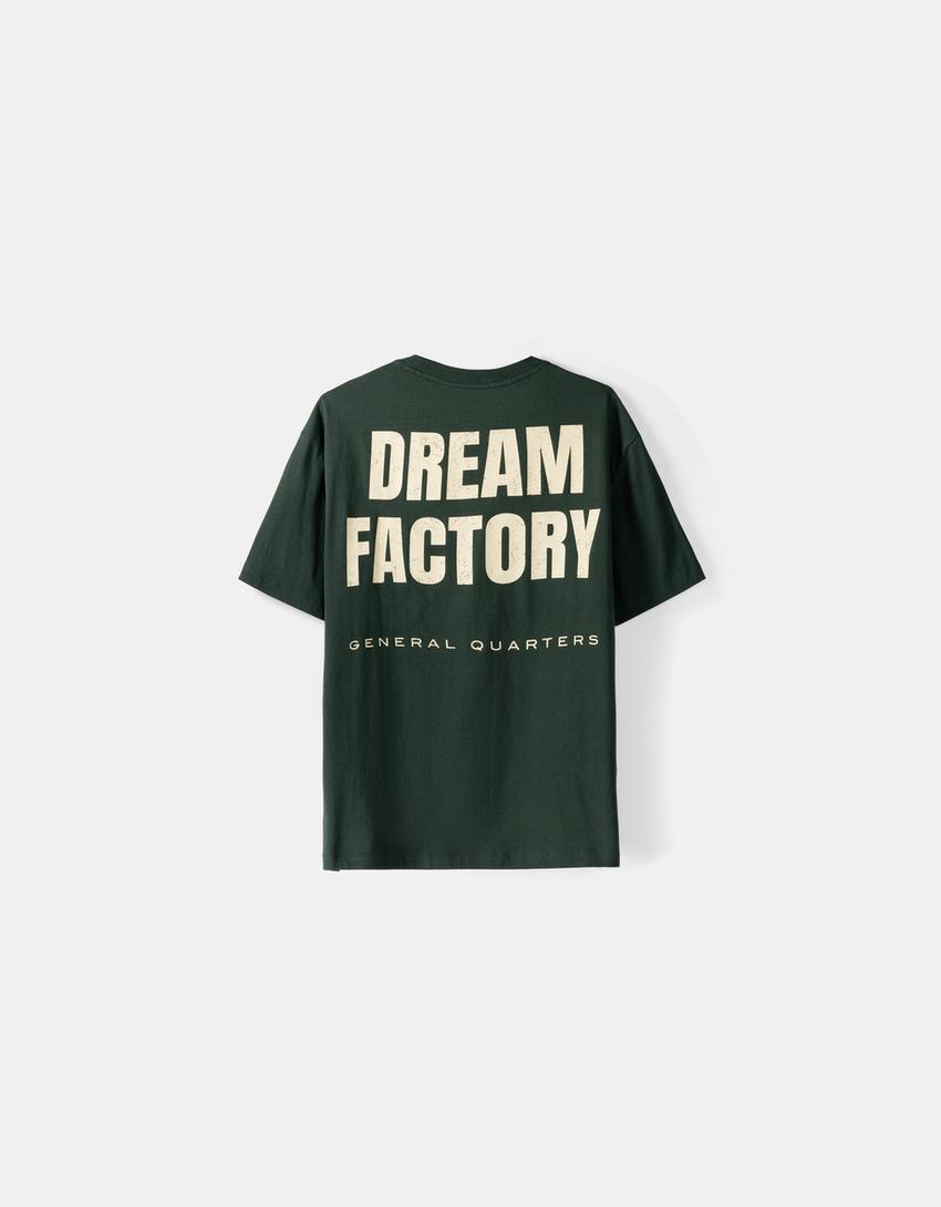 T-shirt manches courtes boxy fit imprimé varsity-Vert-5