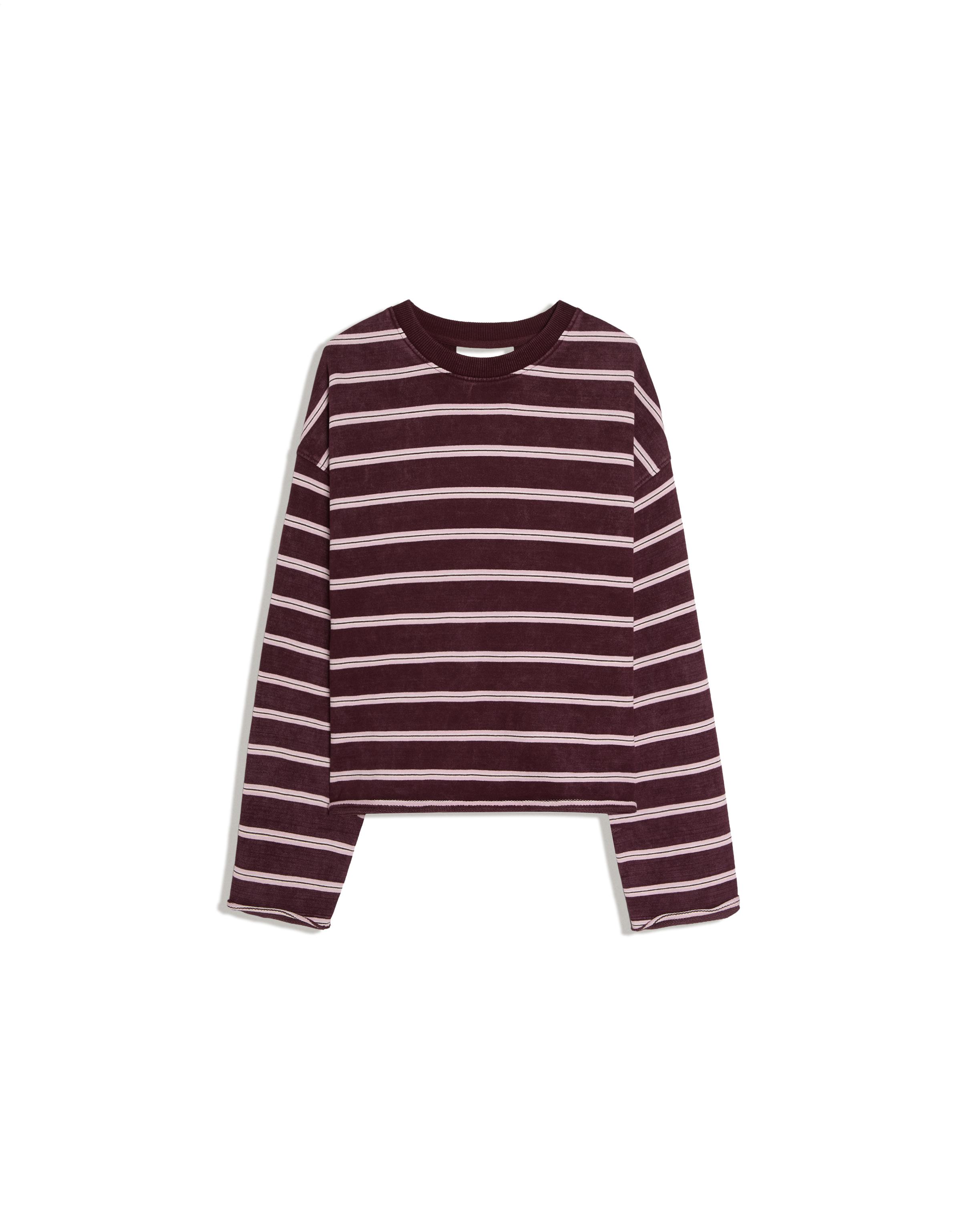Striped round neck sweatshirt — Burgundy