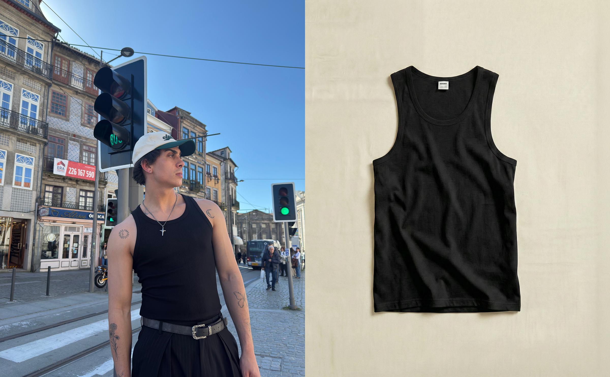Ribbed vest top — Black