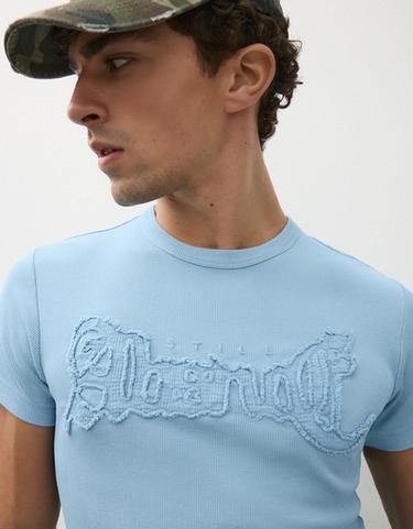 Short sleeve slim fit badge T-shirt — Blue 4