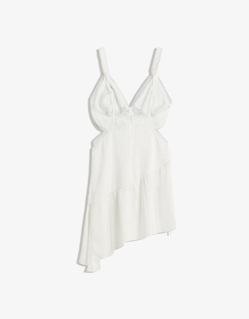 Robe mini jacquard-Blanc