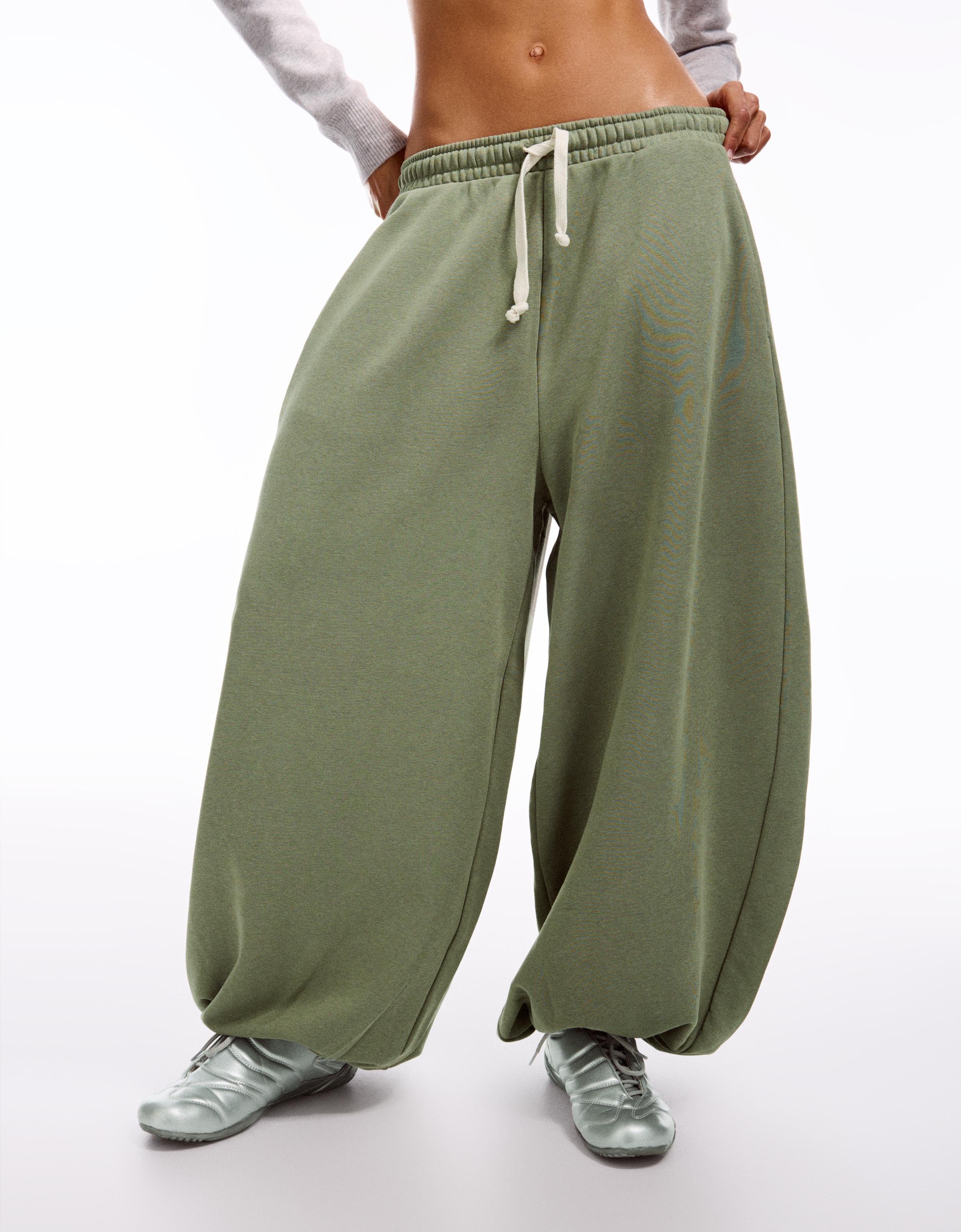 Balloon fit şardonlu pantolon - Görsel 12