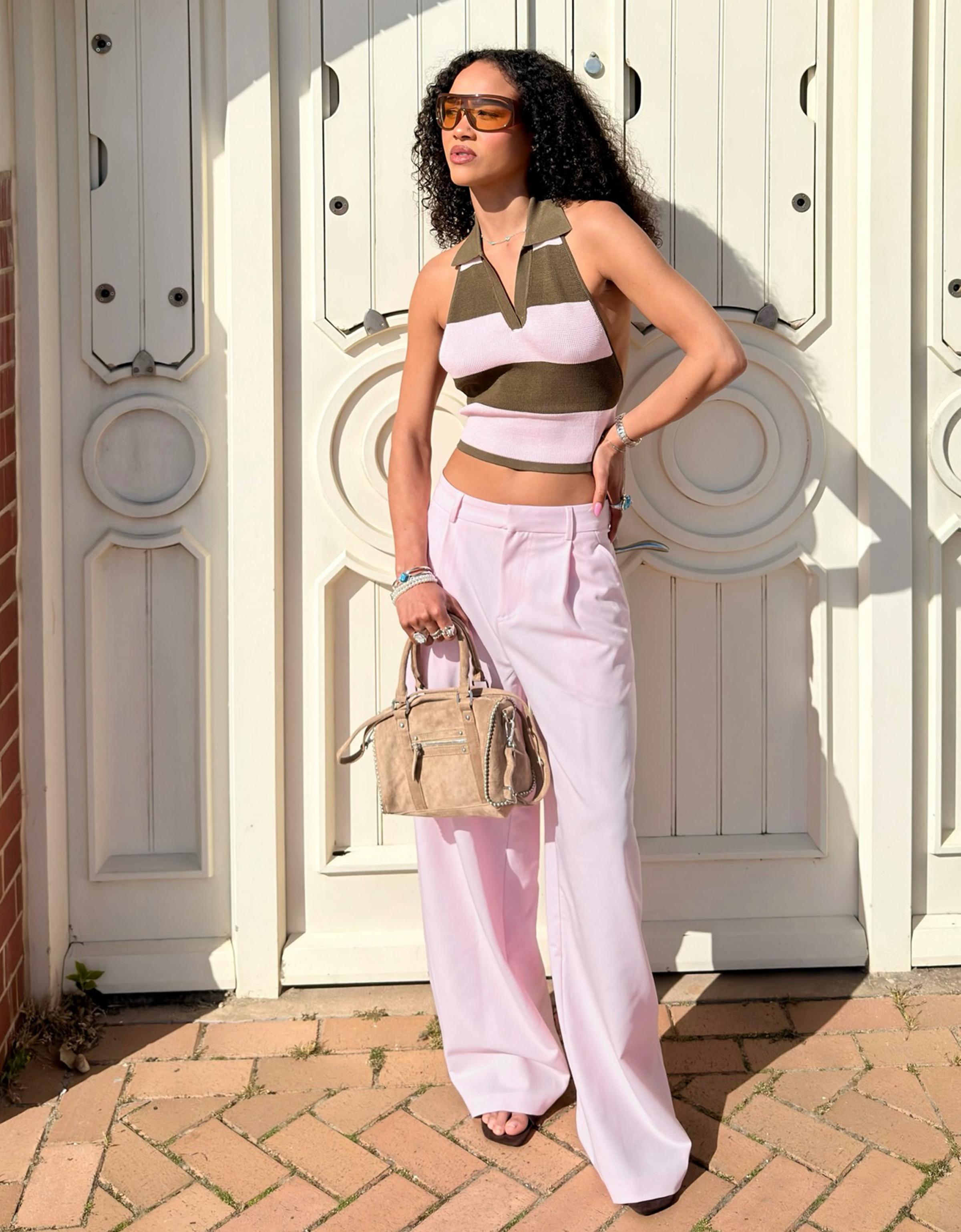 Double fabric volume trousers