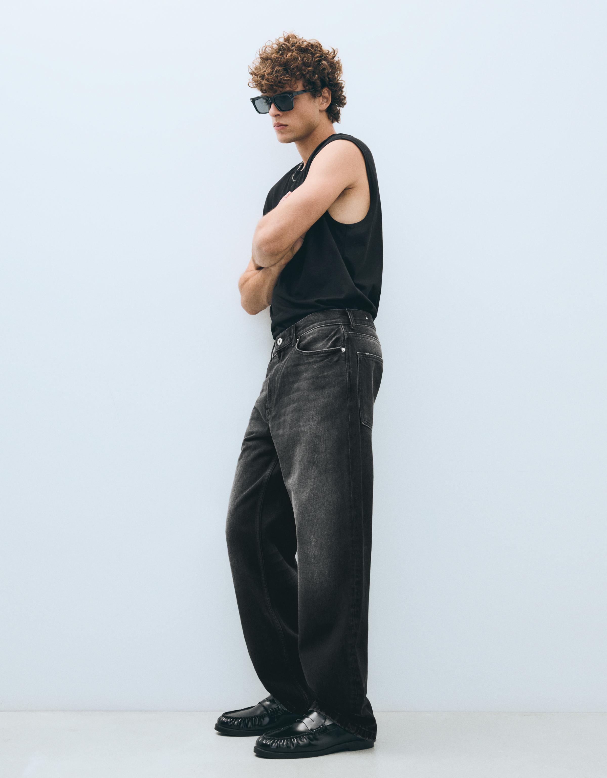 Straight wide-leg jeans — Black
